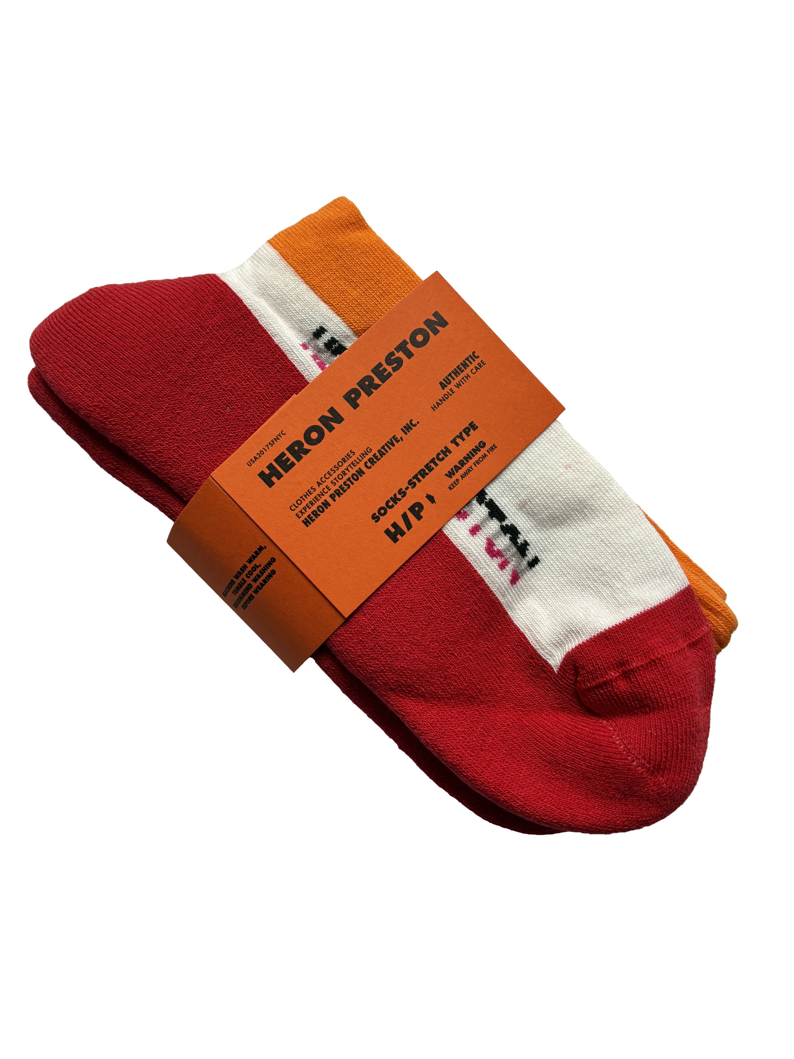 Heron Preston ⚡️QUICK SALE⚡️Heron Preston Red, White and Orange Socks Size ONE SIZE - 1 Thumbnail