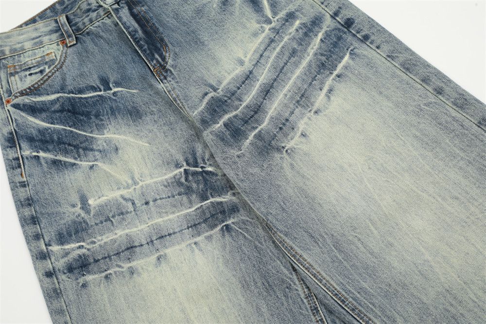 Japanese Brand × Vintage Washed Lightning Texture Cleanfit Loose Jeans Size US 26 / EU 42 - 8 Thumbnail