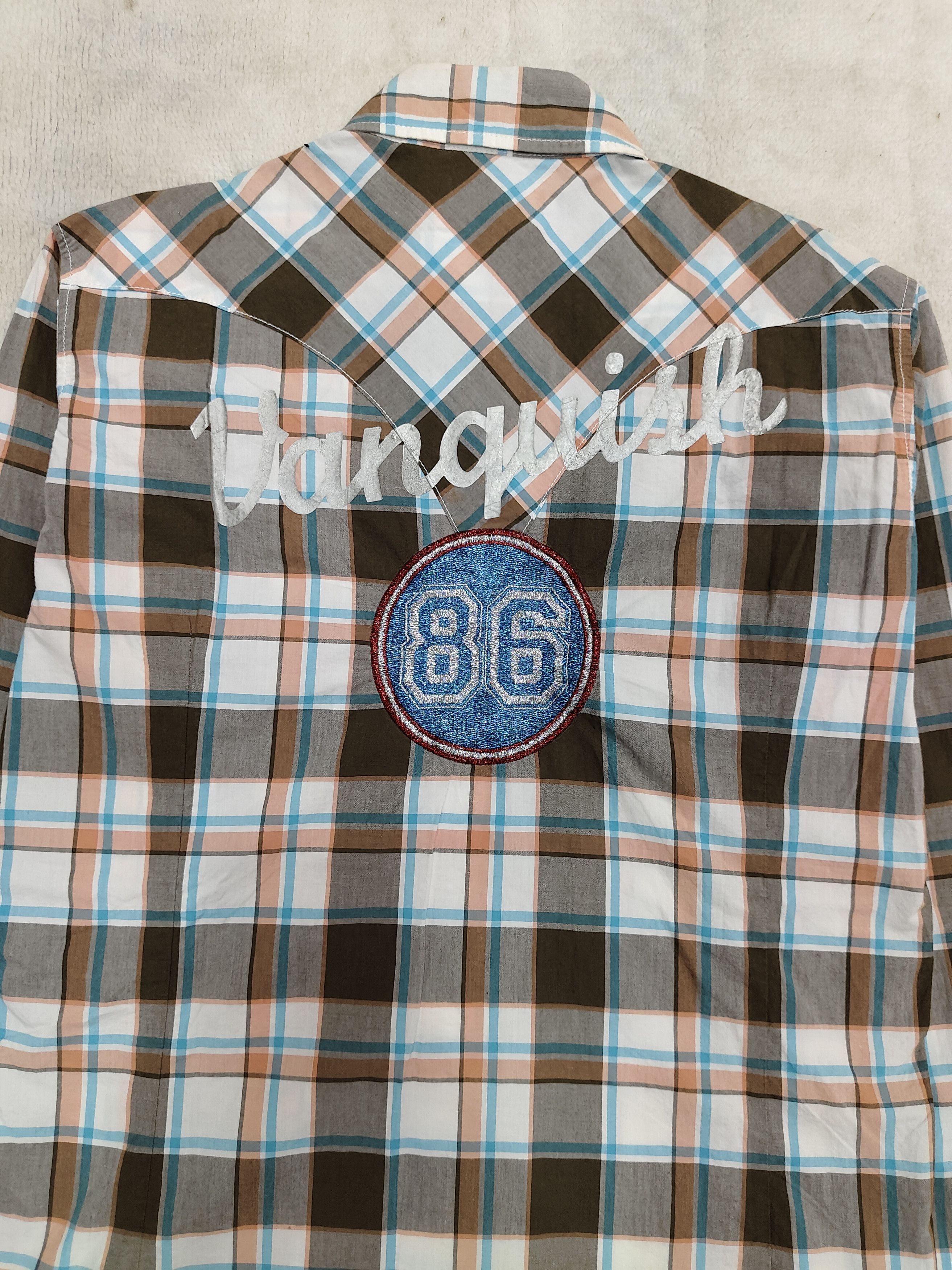Vanquish 🇯🇵 Vanquish Gold 🇯🇵 Metallic Embroidered Tartan Shirt Size US M / EU 48-50 / 2 - 2 Thumbnail