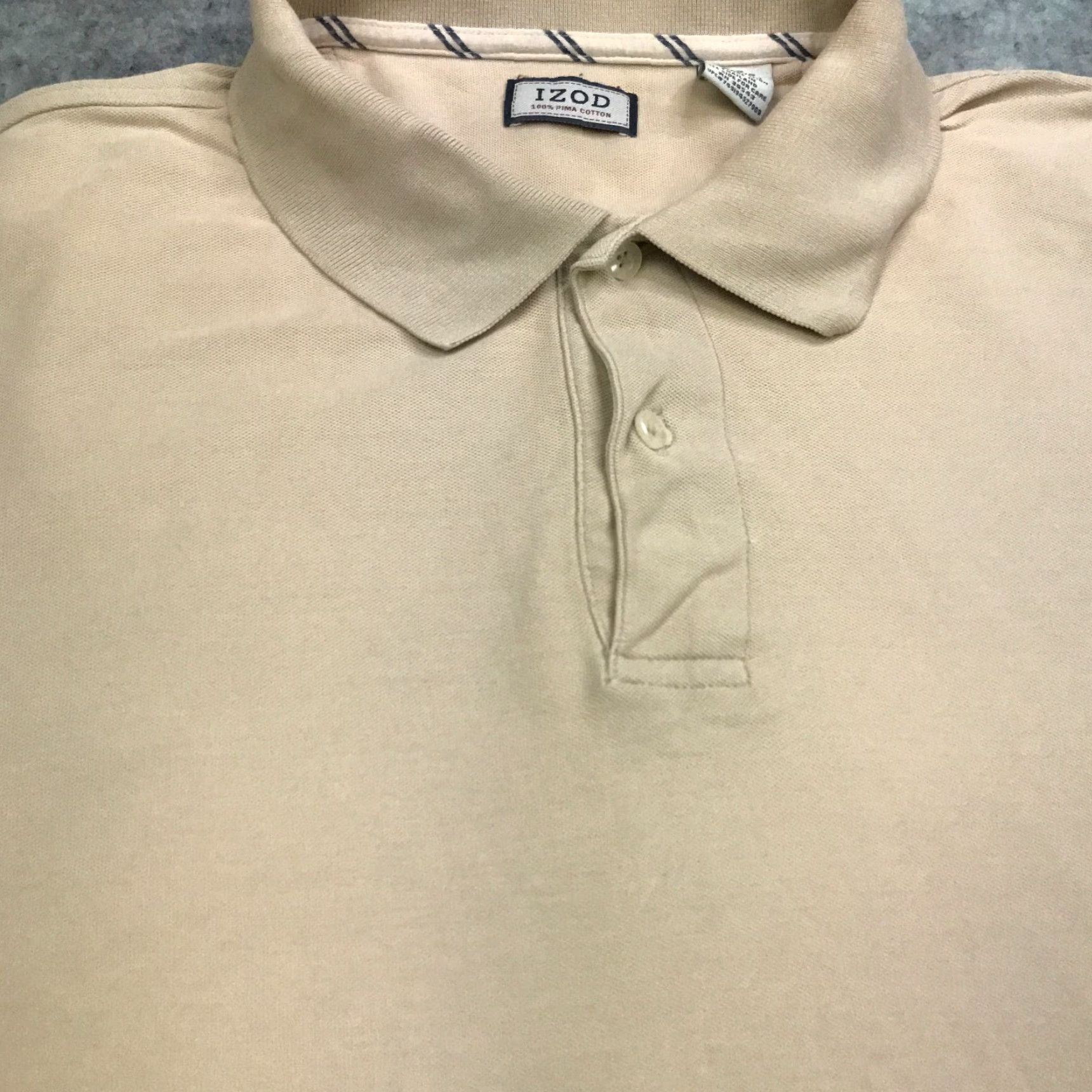 Izod IZOD Shirt Mens Extra Large Polo Golf Casual Business Pima Cotton Tan Size US XL / EU 56 / 4 - 2 Thumbnail