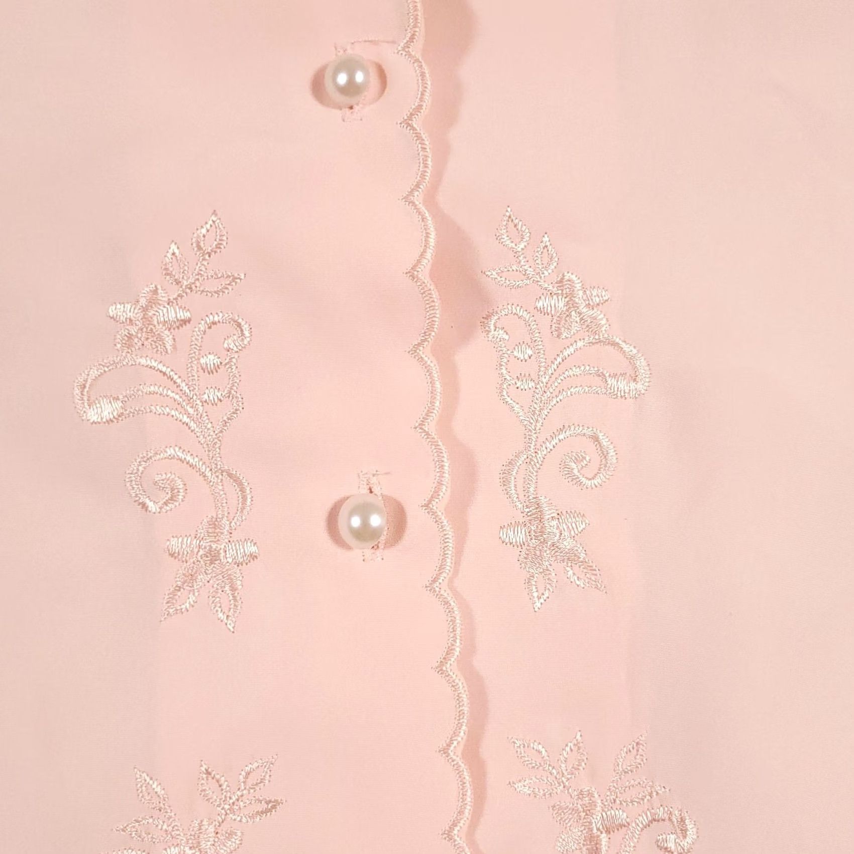 Vintage Christine Gerard Blouse Womens 10 Pink Embroidered Pearl Button Long Sleeve Top Size L / US 10 / IT 46 - 5 Thumbnail