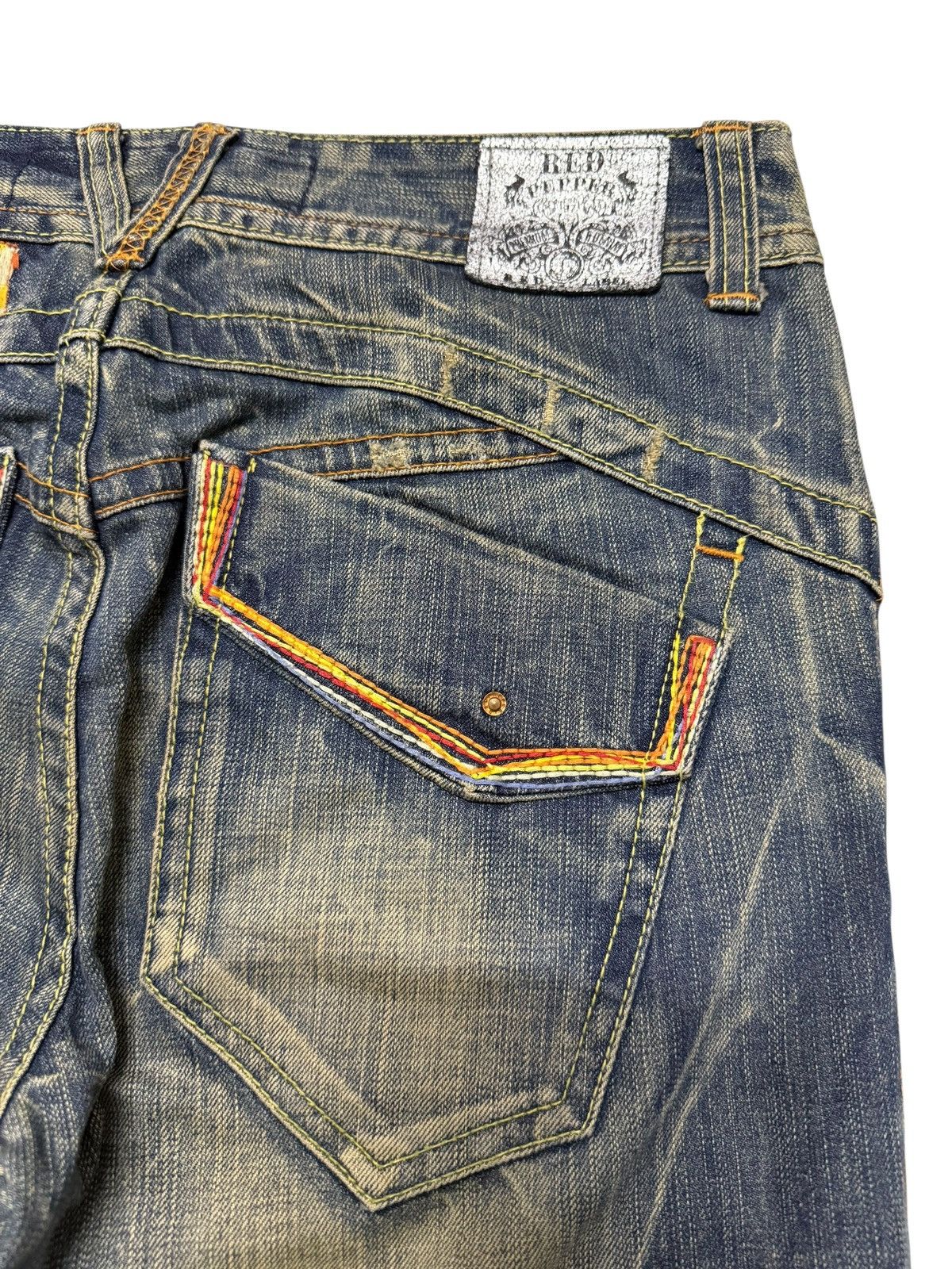 Le Grande Bleu (L.G.B.) Flared Jeans Red Pepper Faded Stretch Low Rise Boot Cut Size US 31 - 20 Thumbnail