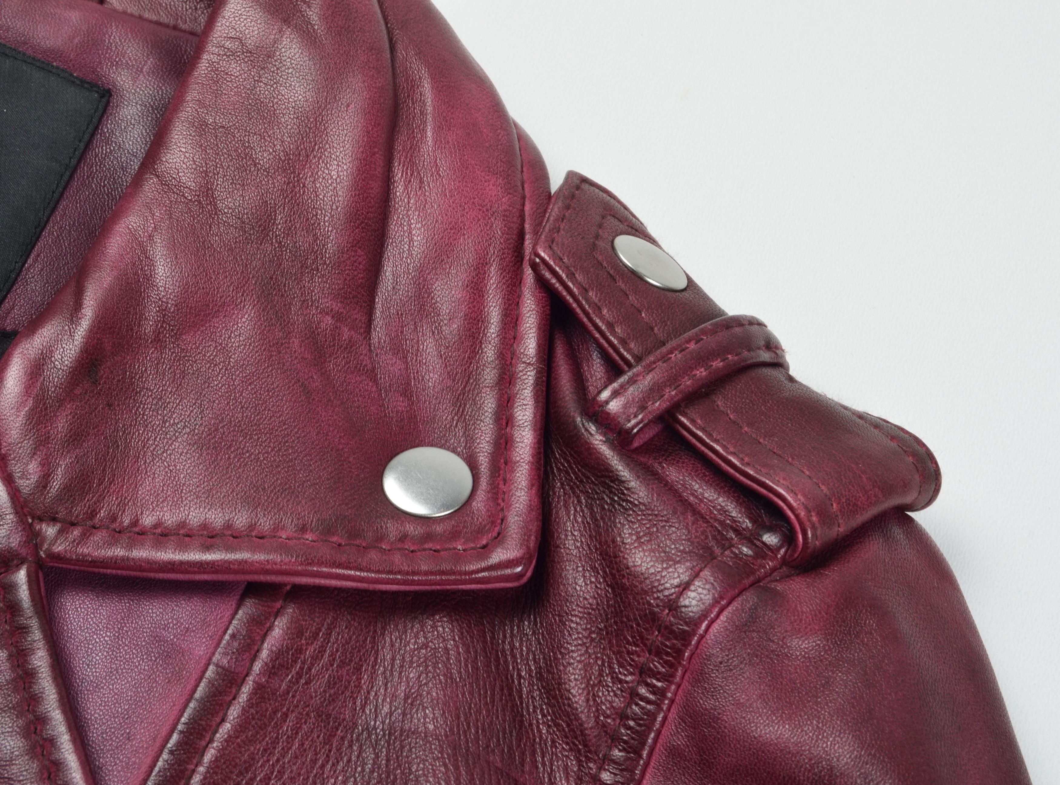 Maje Maje Burgundy Lamb Leather Biker Moto Punk Jacket Size S / US 4 / IT 40 - 4 Thumbnail