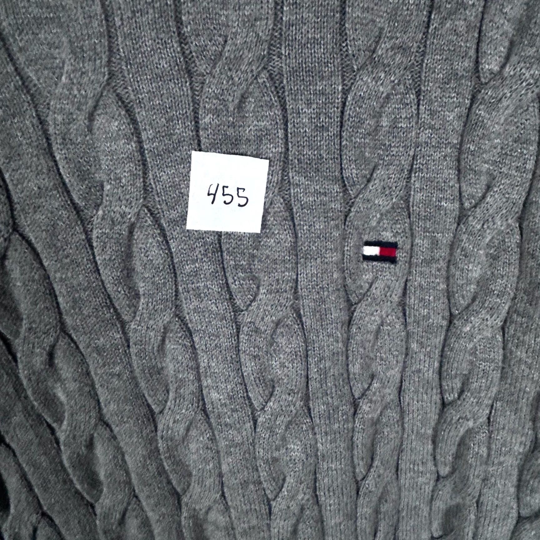 Tommy Hilfiger Tommy Hilfiger Mens Gray Cable Knit Crewneck Sweater Size L Logo Cotton Pullover Knit Crew Neck Casual Womens? Mens Size US L / EU 52-54 / 3 - 6 Thumbnail