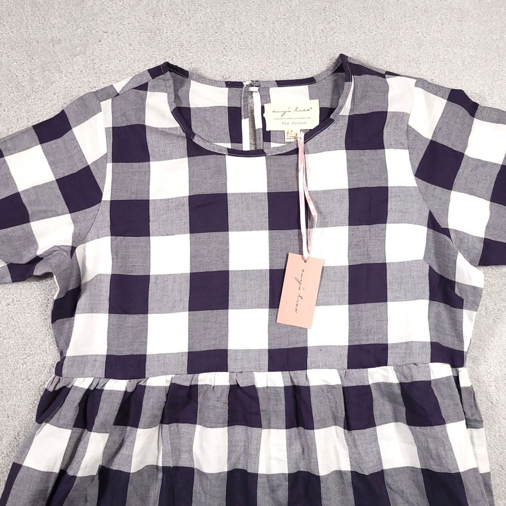 Vintage VINTAGE Evy's Tree Belinda Short Sleeve Knee Length Dress Pockets Womens Large Blue Check Size 36" / US 14 / IT 50 - 3 Thumbnail