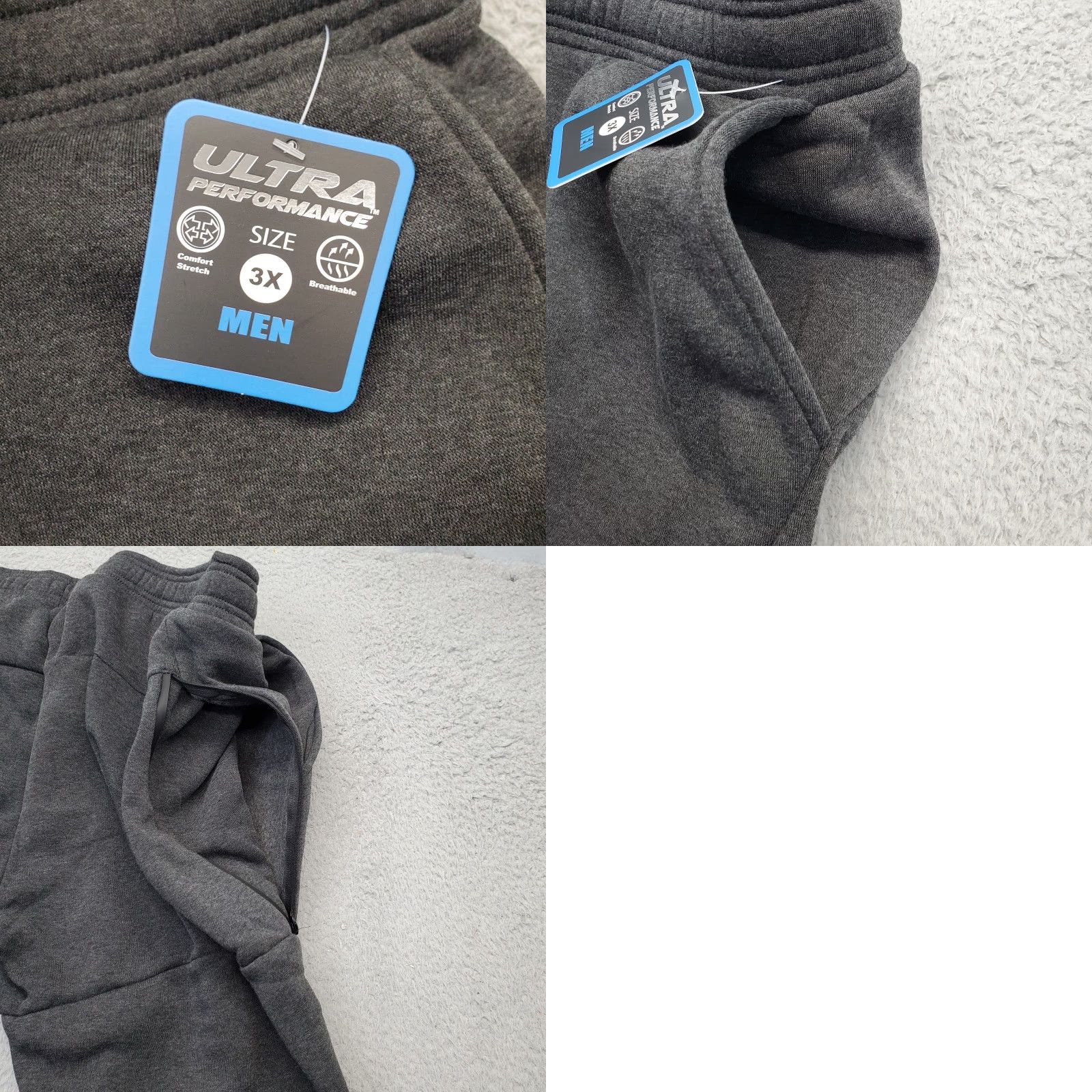 Vintage Ultra Performance Sweatpants Men 3X Charcoal Gray Tech Fleece Comfort Drawstring Regular Length Gray Sweatpants Men 3X Size US 39 - 8 Thumbnail