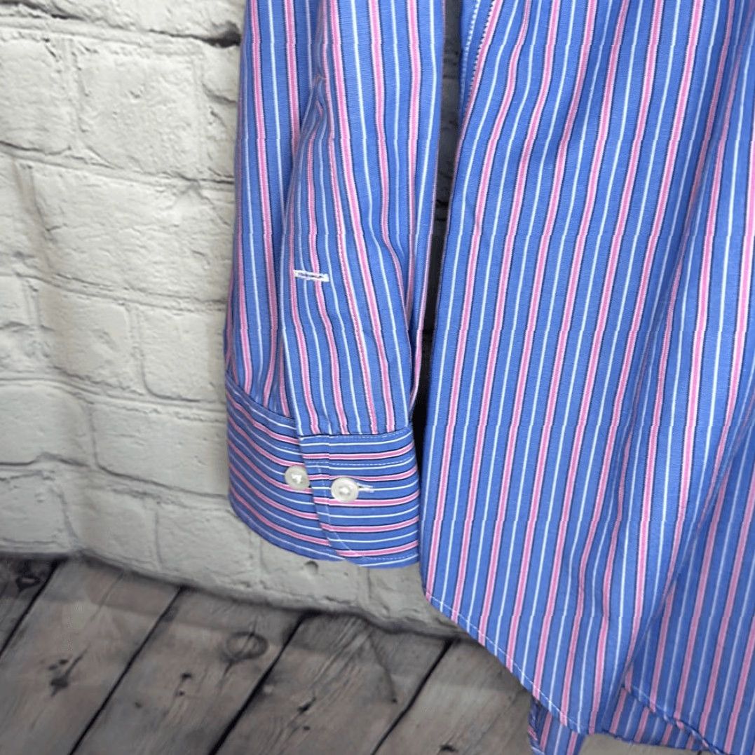 Ralph Lauren Lauren Ralph Lauren Dress Shirt Men 16.5 Striped Long Sleeve Blue Red White Multicolor Shirt Size 46R - 4 Thumbnail