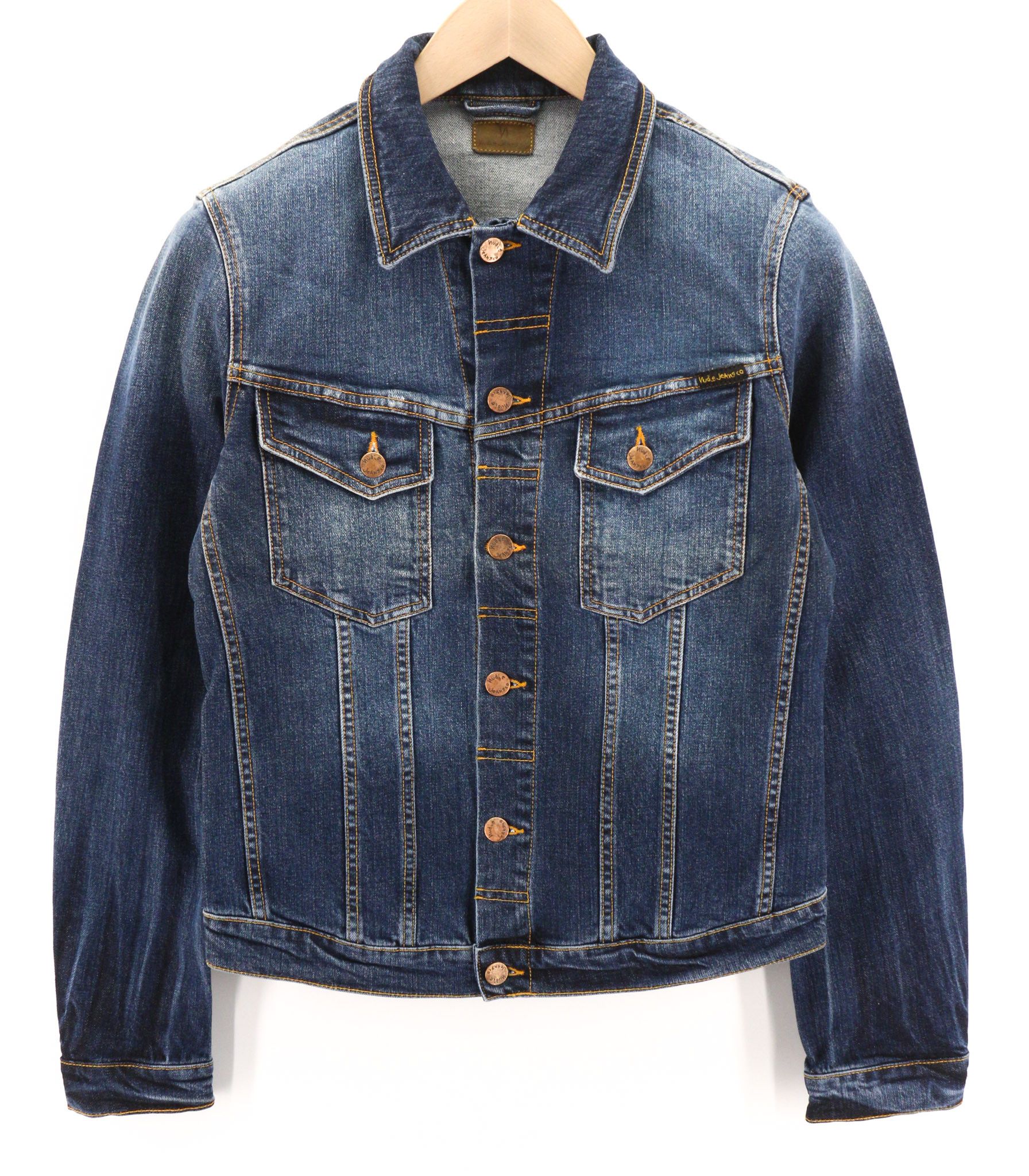Nudie Jeans MICK S Brown Patch Pockets Zipper Unlined Jacket