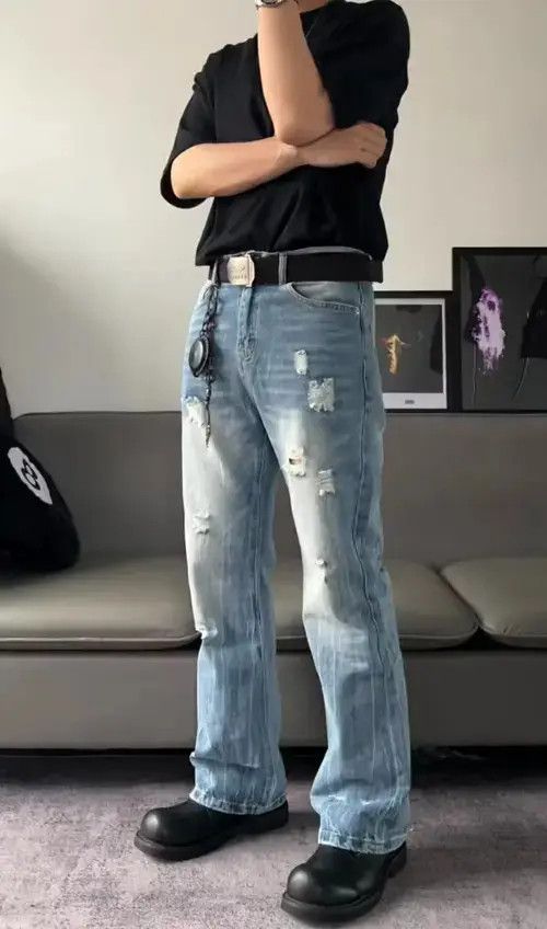 Designer × Japanese Brand × Vintage distressed yuppie ripped flared jeans Size US 28 / EU 44 - 3 Thumbnail