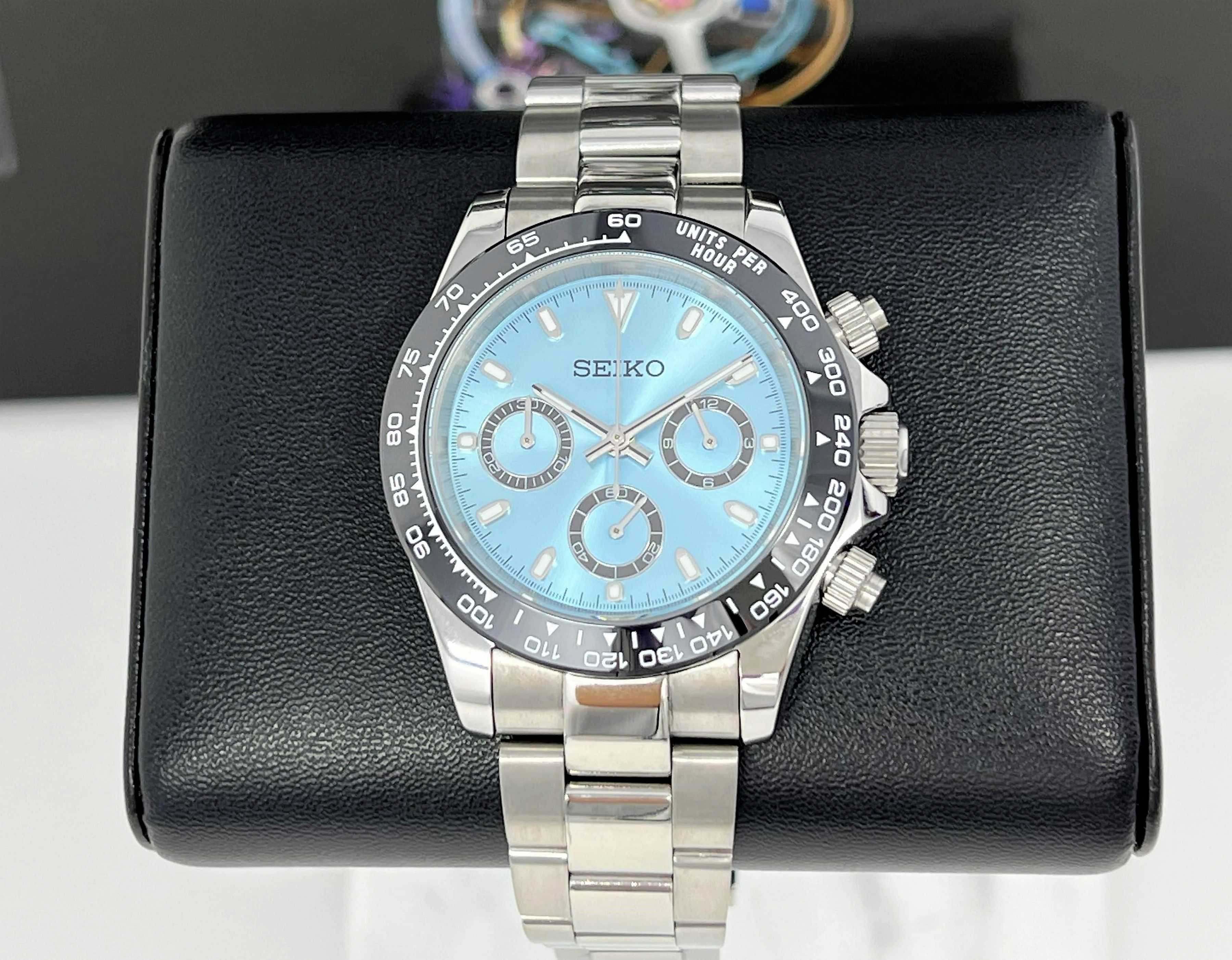 Seiko Daytona 40mm Rare Sky Blue John Mayer Seikotona