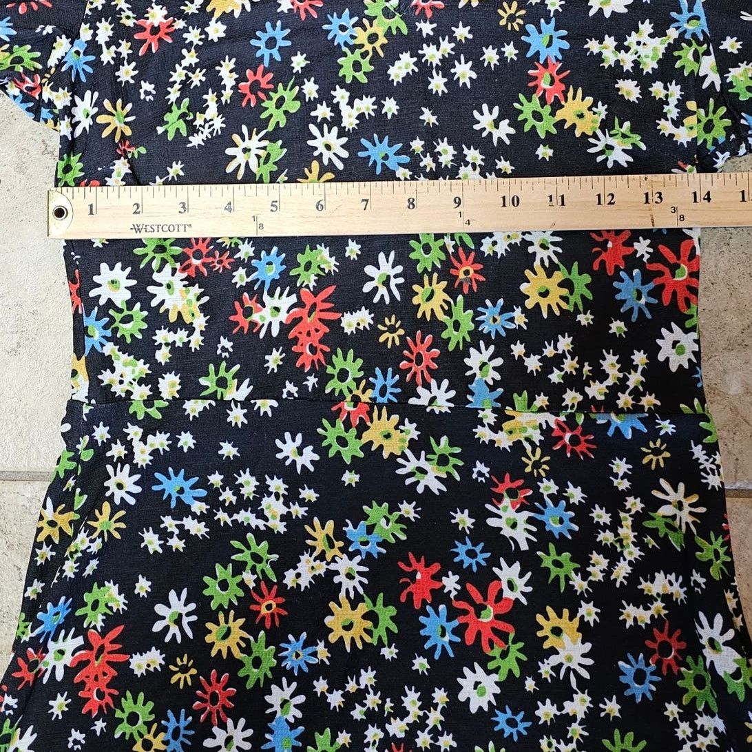 Topshop Women's TOPSHOP tie sleeve mini dress Floral Black Size 6 Size M / US 6-8 / IT 42-44 - 7 Thumbnail
