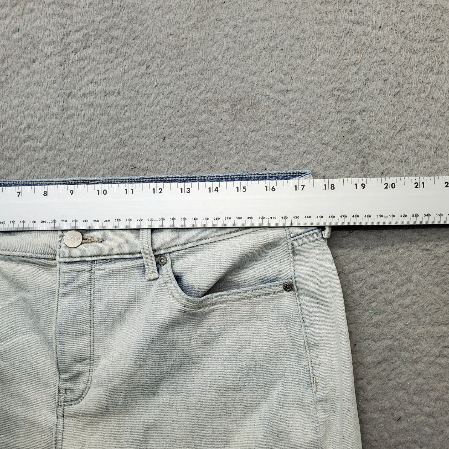 NYDJ NYDJ Womens Crop Jeans Size 12 Blue Denim Regular Fit Flat Front Light Wash Wide Leg Jeans Size 34" / US 12 / IT 48 - 6 Thumbnail