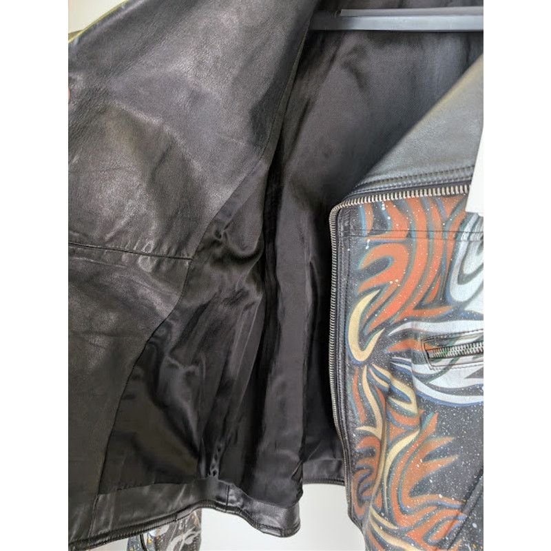 Celine o1rshd1 Hand Painted Biker Jacket in Black Size US L / EU 52-54 / 3 - 10 Thumbnail