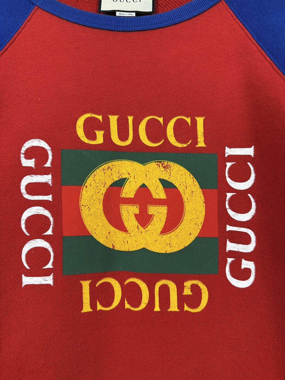 Gucci Gucci Red/Blue Crewneck Sweatshirt Size US L / EU 52-54 / 3 - 11 Thumbnail