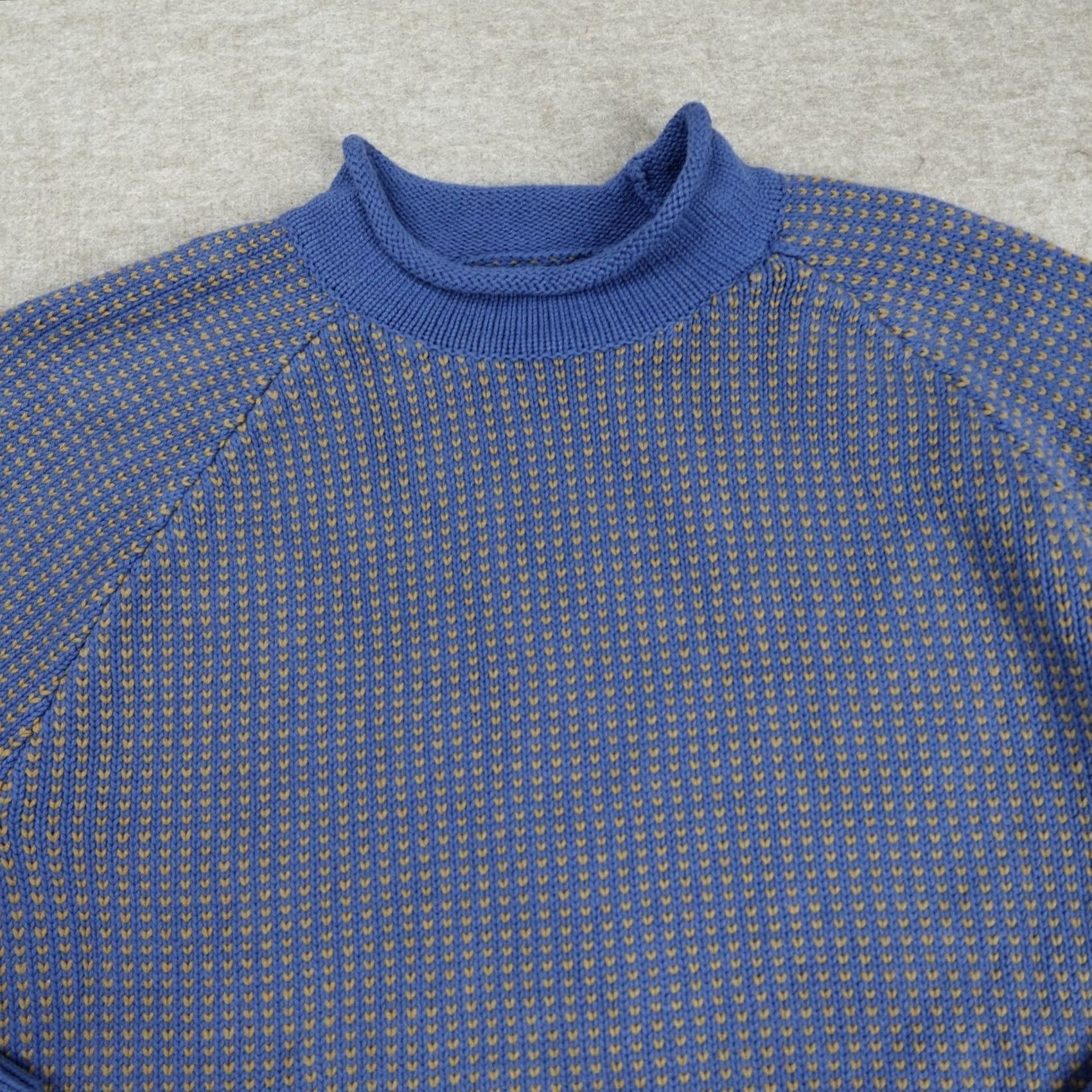 Vintage L.L. Bean Mens Sweater XL Blue Roll Neck 100% Organic Cotton Raglan Size US M / EU 48-50 / 2 - 2 Thumbnail