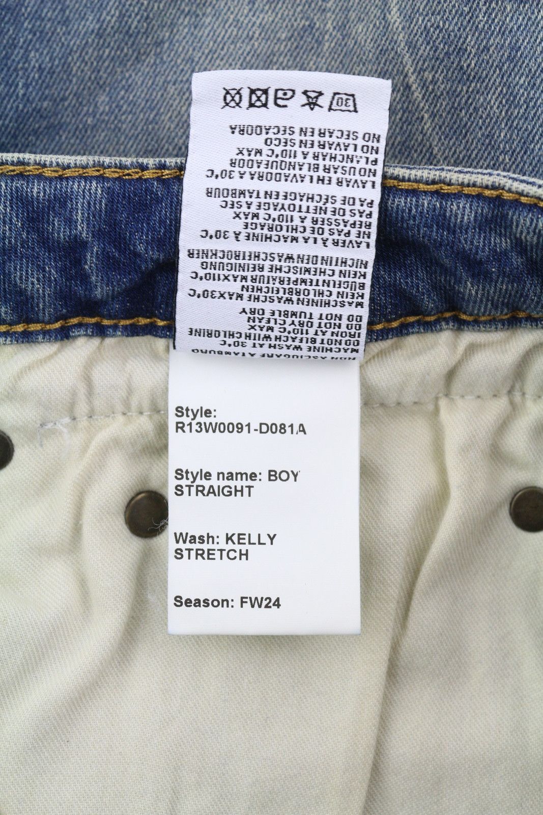 R13 BOY STRAIGHT 30 Cropped Ankle Washed Kelly 84447 Size 30" / US 8 / IT 44 - 10 Thumbnail
