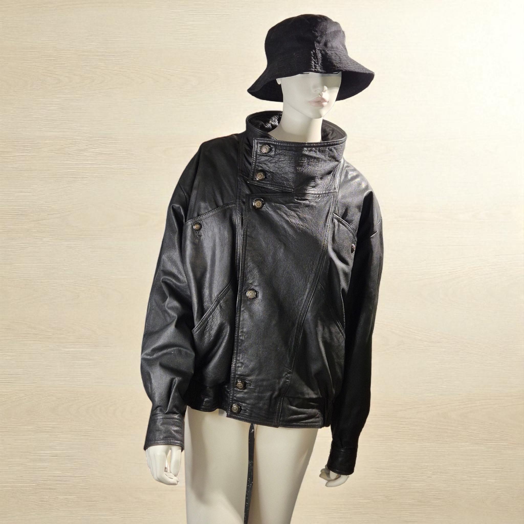 Vera Pelle Marco Pierguidi – Vintage Black Leather Jacket- RARE Size US M / EU 48-50 / 2 - 15 Thumbnail