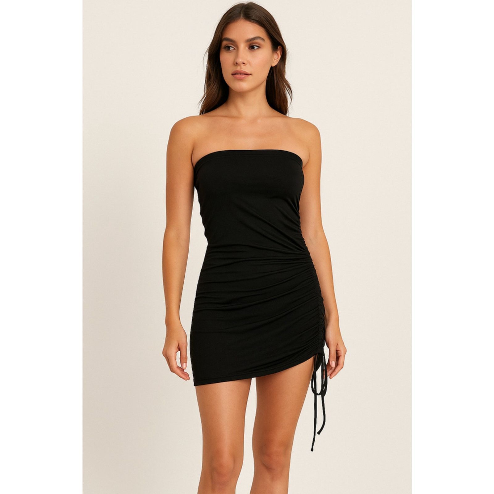 Shein Y2K Strapless Ruched Mini Dress Shein Black XS Size XS / US 0-2 / IT 36-38 - 1 Thumbnail