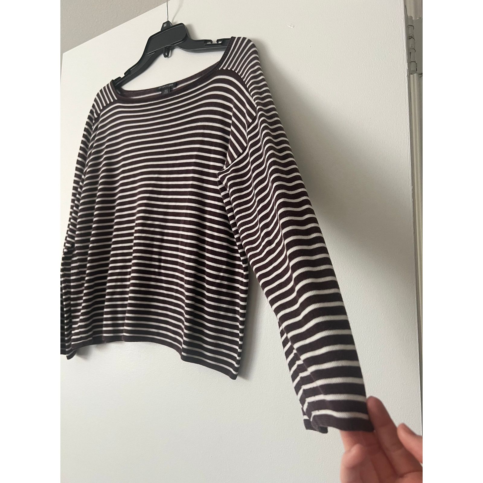 Eileen Fisher Eileen Fisher Bateau-Neck Brown White Stripe Sweater Sz M Size M / US 6-8 / IT 42-44 - 5 Thumbnail