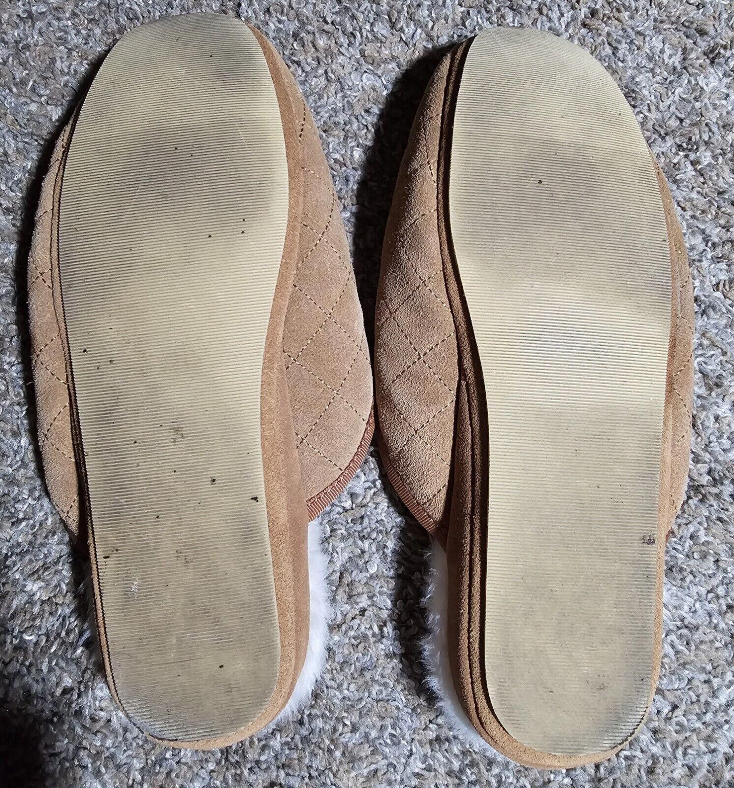 Designer Vermont Country Store 10M Leather Acrylic faux fur slippers Size US 10 / IT 40 - 3 Thumbnail