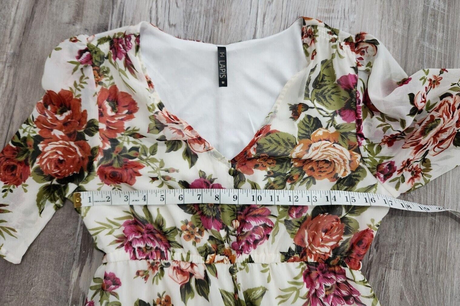 TED LAPIDUS Lapis Dress Size Medium V Neck White Long Floral Anthro Size M / US 6-8 / IT 42-44 - 7 Thumbnail