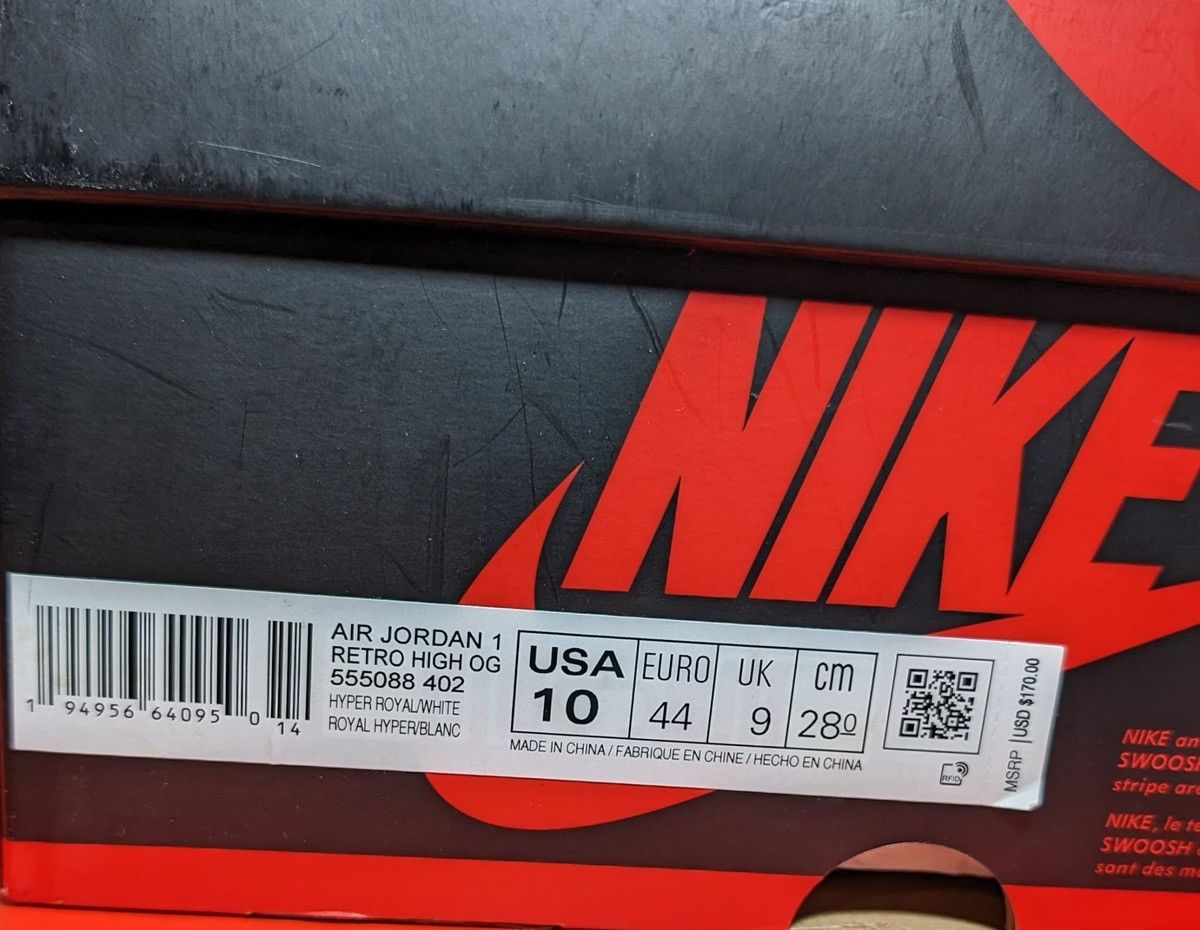 Jordan Brand Size 10 - Jordan 1 Retro OG High Hyper Royal Smoke Grey Size US 10 / EU 43 - 7 Thumbnail