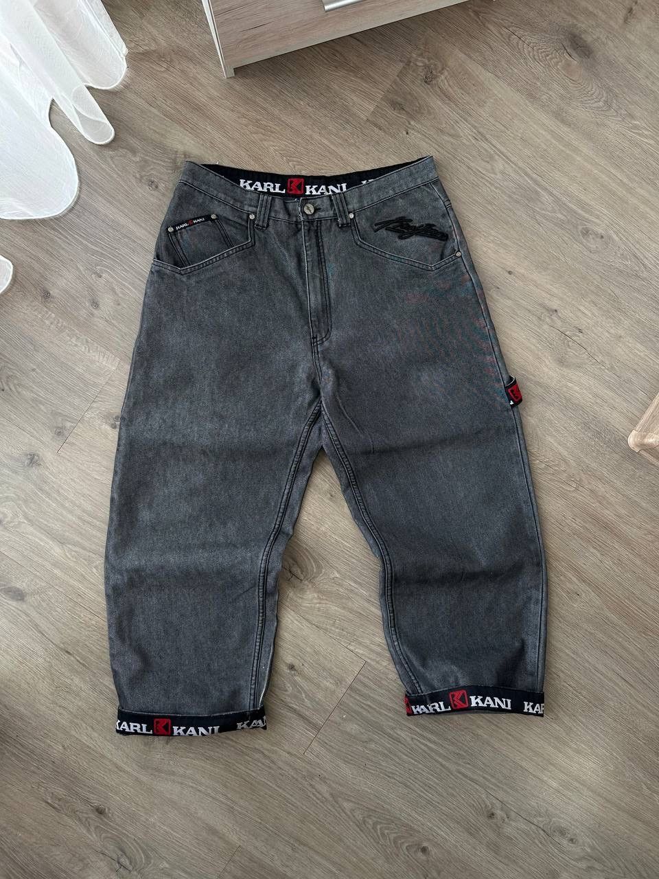 Karl Kani × Vintage Vintage Karl Kani Gray Baggy Distressed Faded Pants Size US 36 / EU 52 - 17 Thumbnail