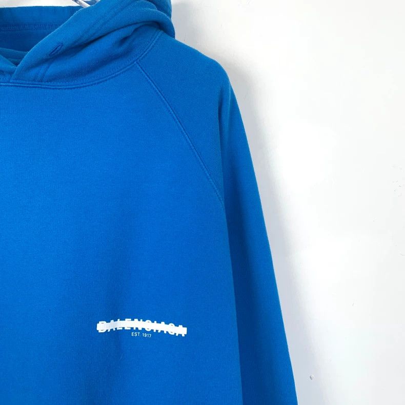 Balenciaga Balenciaga Blue logo monogrammed cotton hooded long-sleeve Size US L / EU 52-54 / 3 - 3 Thumbnail