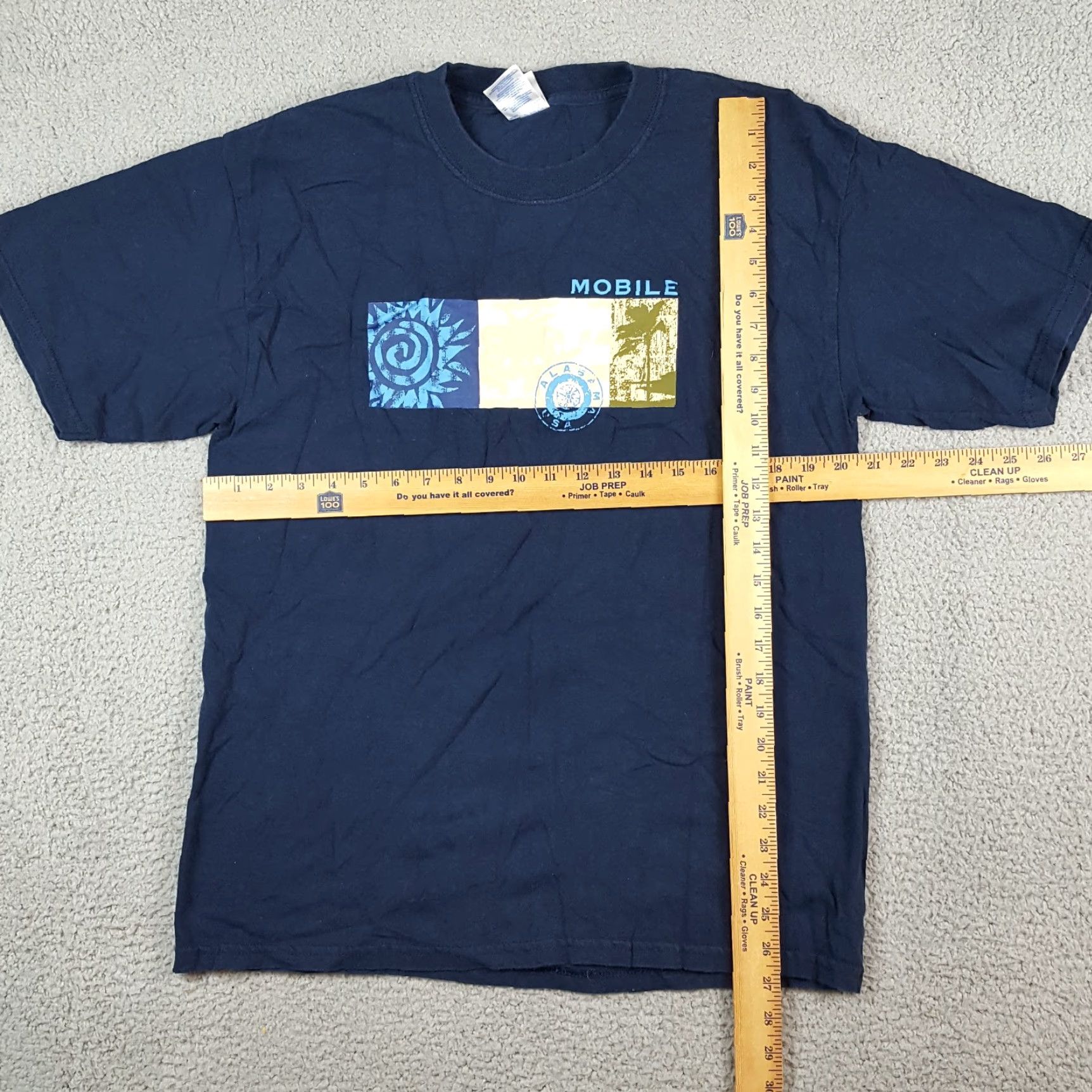 Gildan VINTAGE Mobile Alabama Art Nature Tee Mens Size L Navy Blue Retro Travel Shirt Size US L / EU 52-54 / 3 - 7 Thumbnail