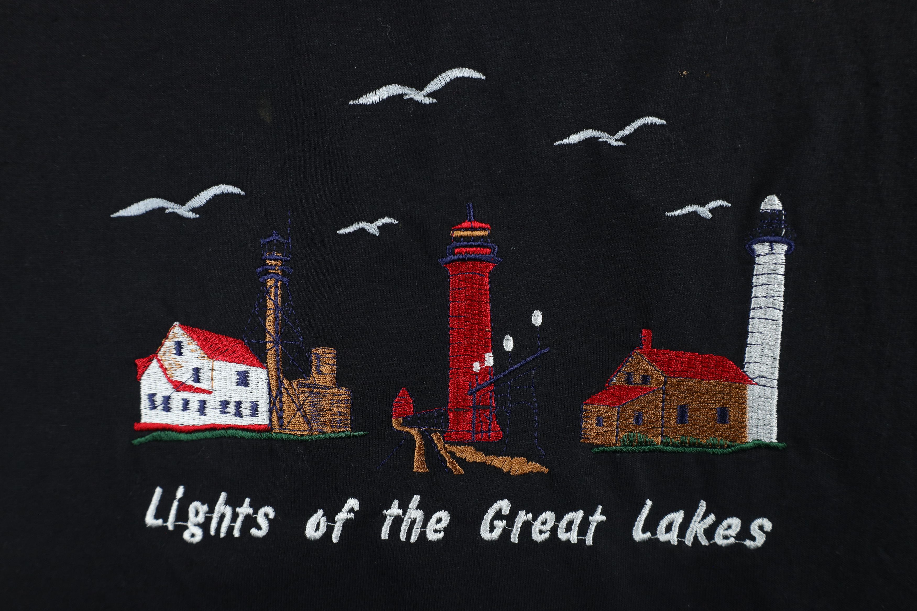 Vintage Vintage 90s Streetwear Great Lakes Lighthouse T-Shirt Black Size US L / EU 52-54 / 3 - 4 Thumbnail