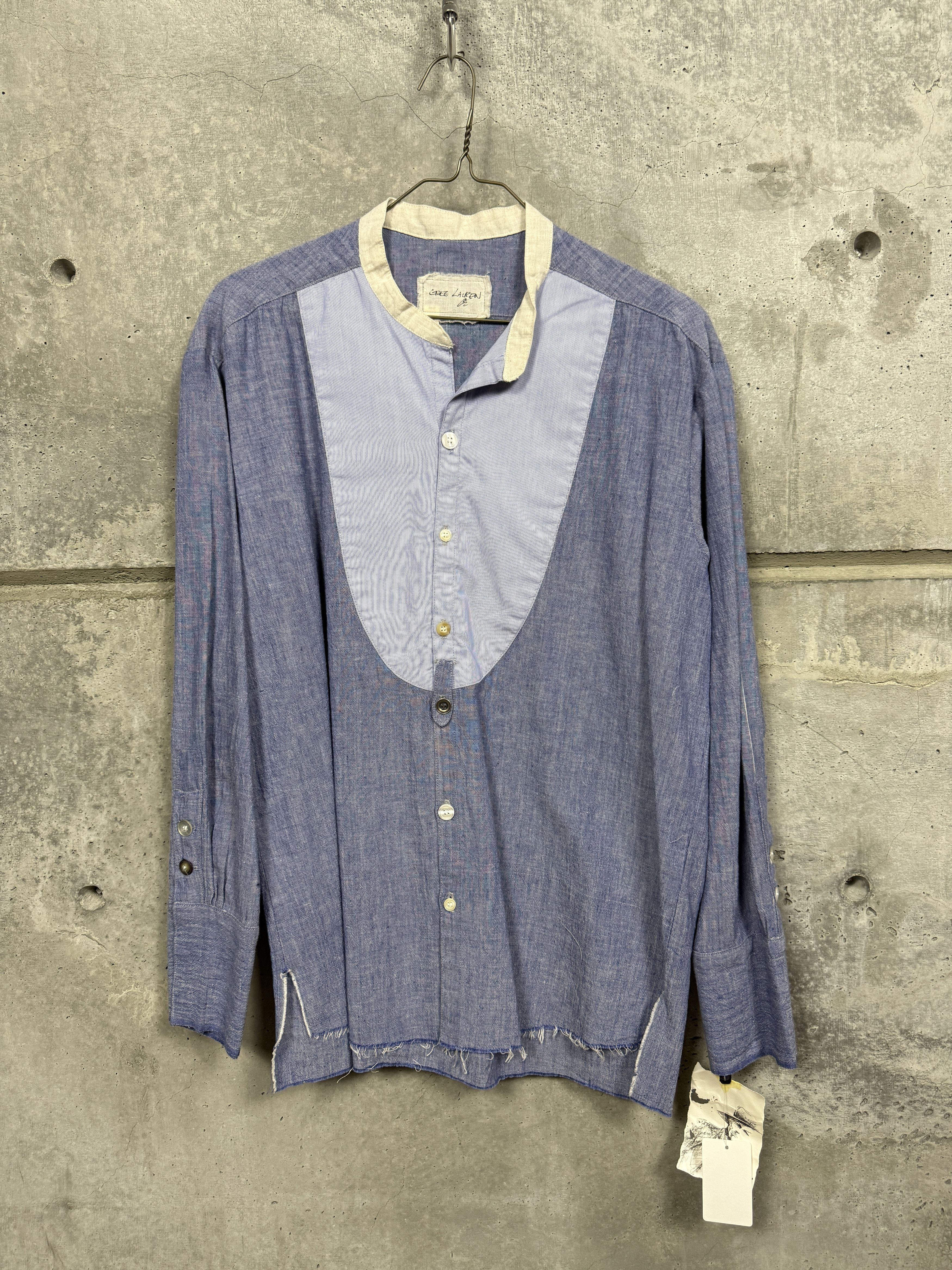 Greg Lauren $950 Greg Lauren Chambray Classic Bib studio shirt Size US L / EU 52-54 / 3 - 1 Thumbnail