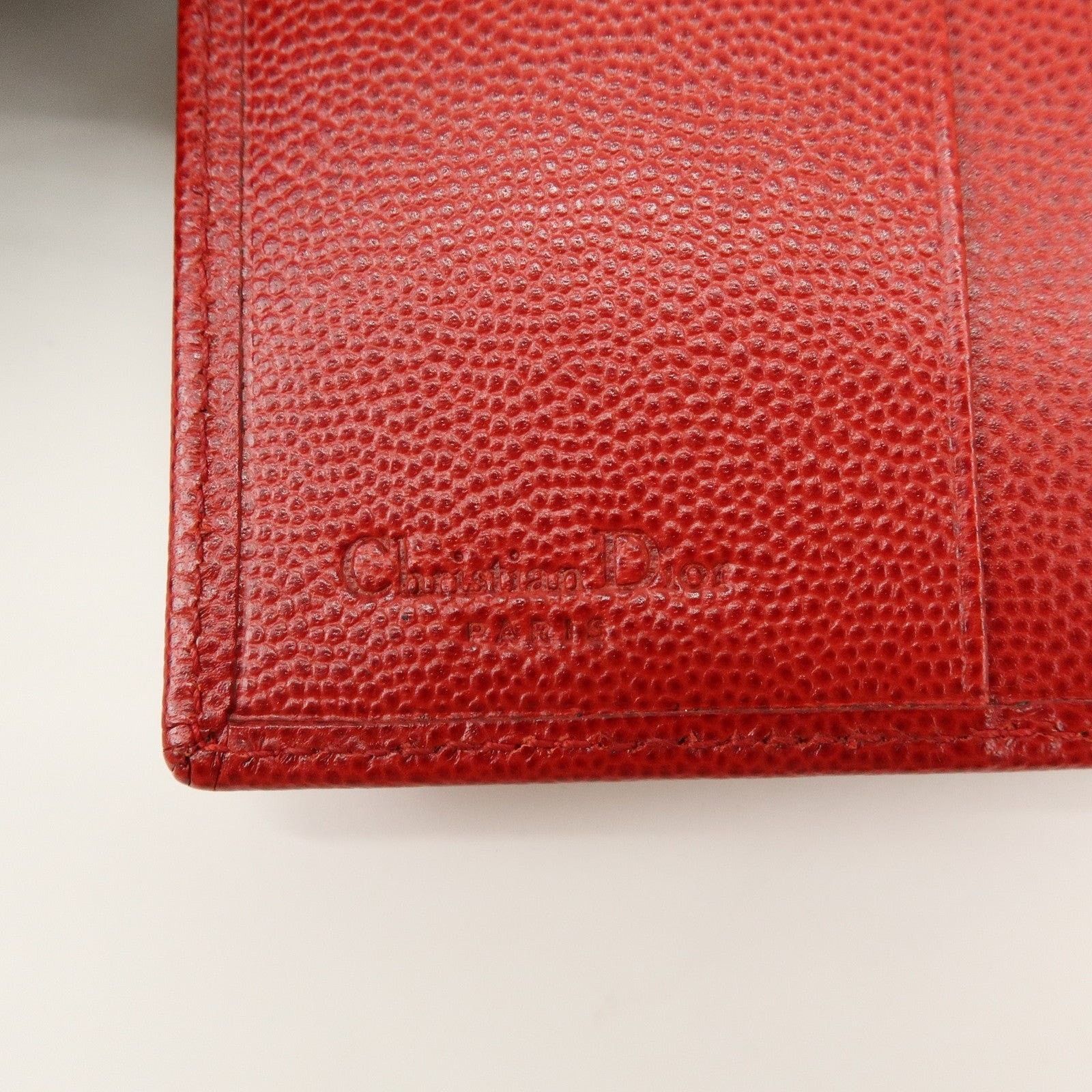 Christian Dior Monsieur Christian Dior Logo Calfskin Bi-Fold Wallet Red Size ONE SIZE - 7 Thumbnail