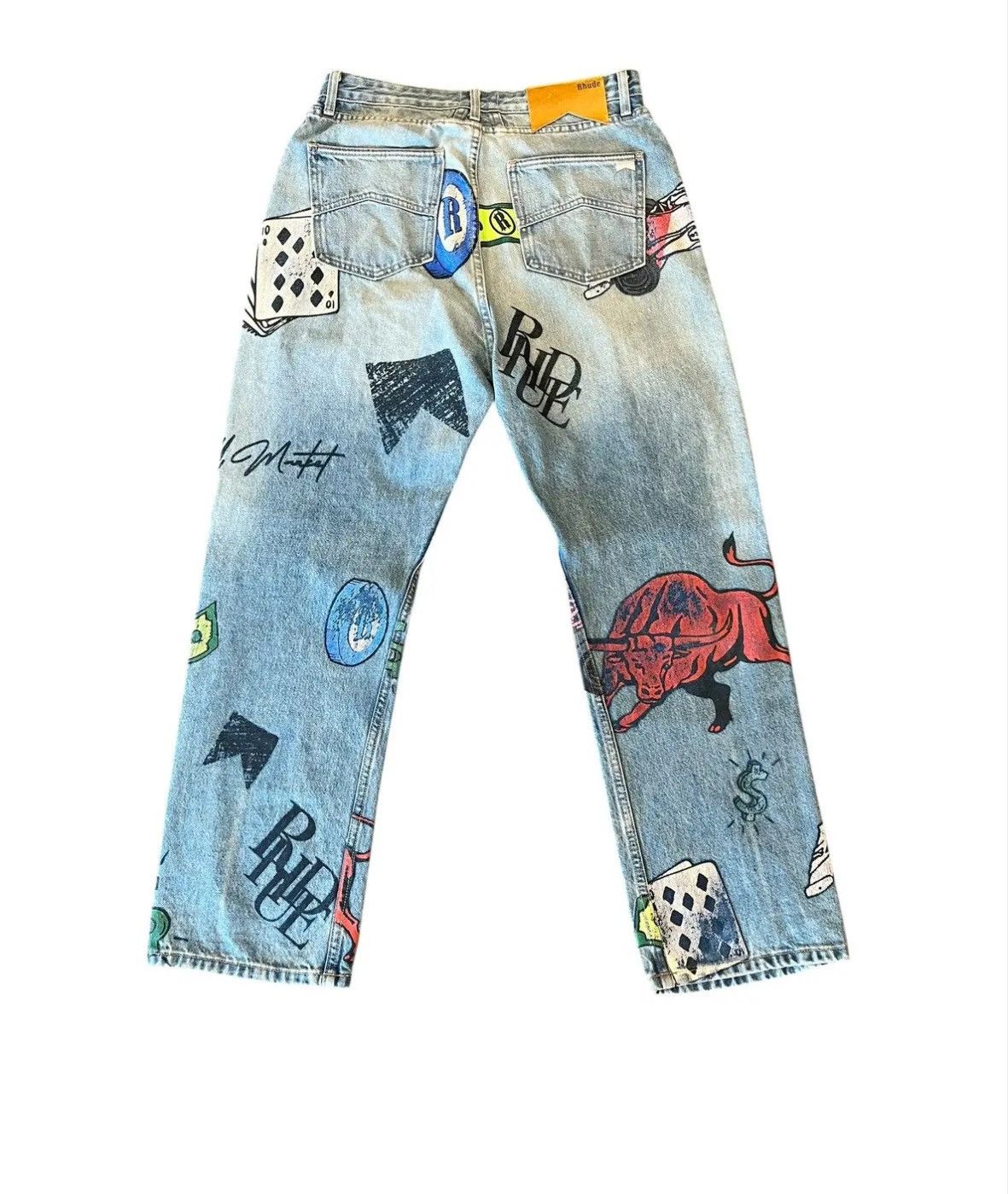 Rhude Rhude “Race Money Bull Graphic Denim Jeans Men’s Size 34-32 Size US 34 / EU 50 - 4 Thumbnail