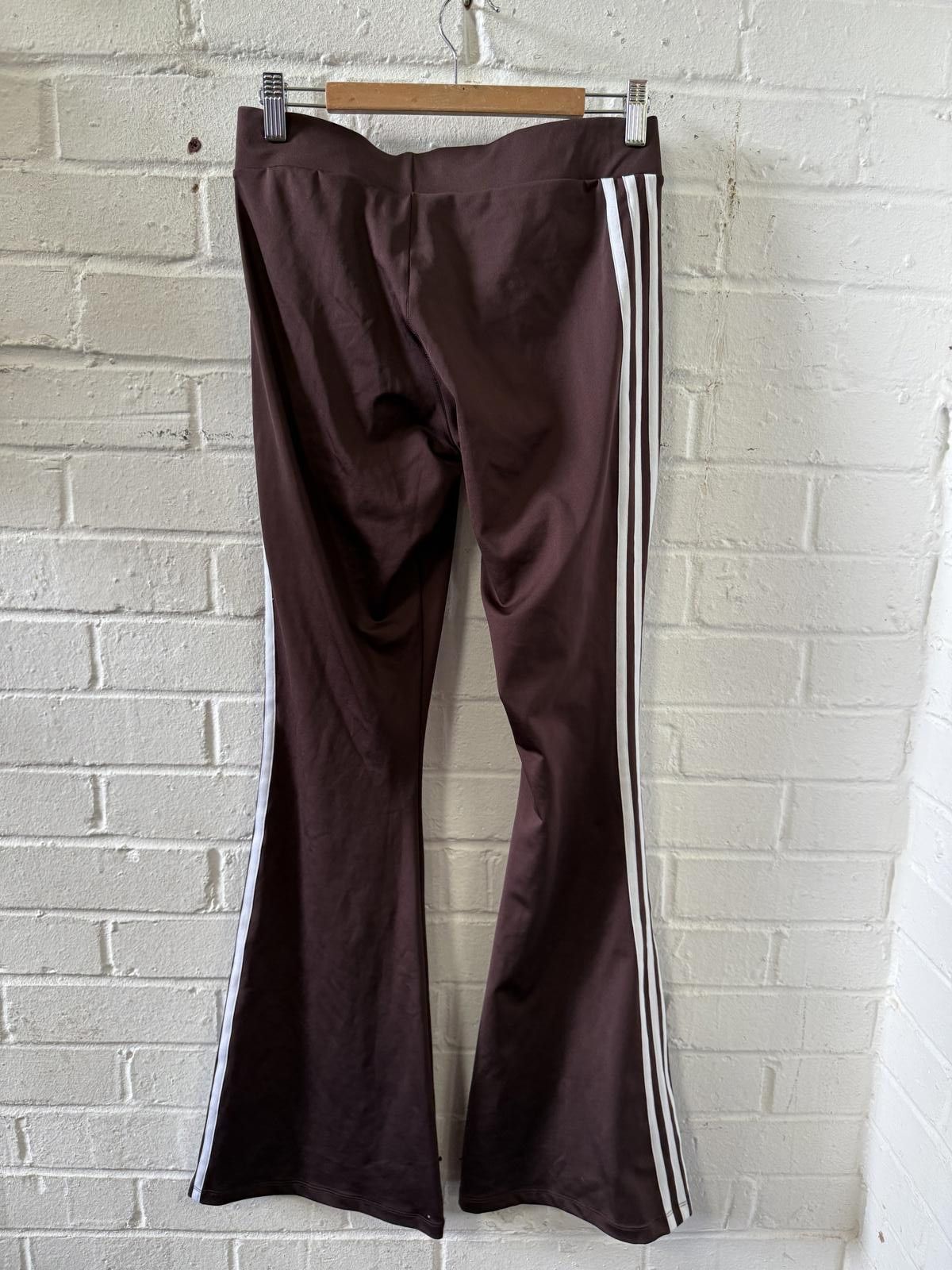 Adidas Adidas Women's Brown Flared Casual Pants with White Stripes Size 32" / US 10 / IT 46 - 3 Thumbnail