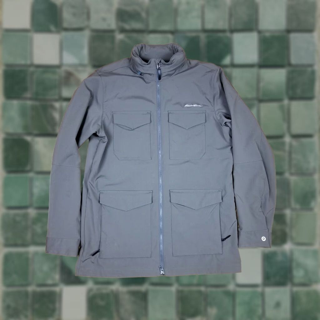 Eddie Bauer EDDIE BAUER JACKET Men M Gray Leather Canvas Hooded Lined Traves Flexion M-61 Style Cross Shoulder 18 Inch 23 Inch 26 Inch 30 Inch OCJ Size US M / EU 48-50 / 2 - 1 Thumbnail
