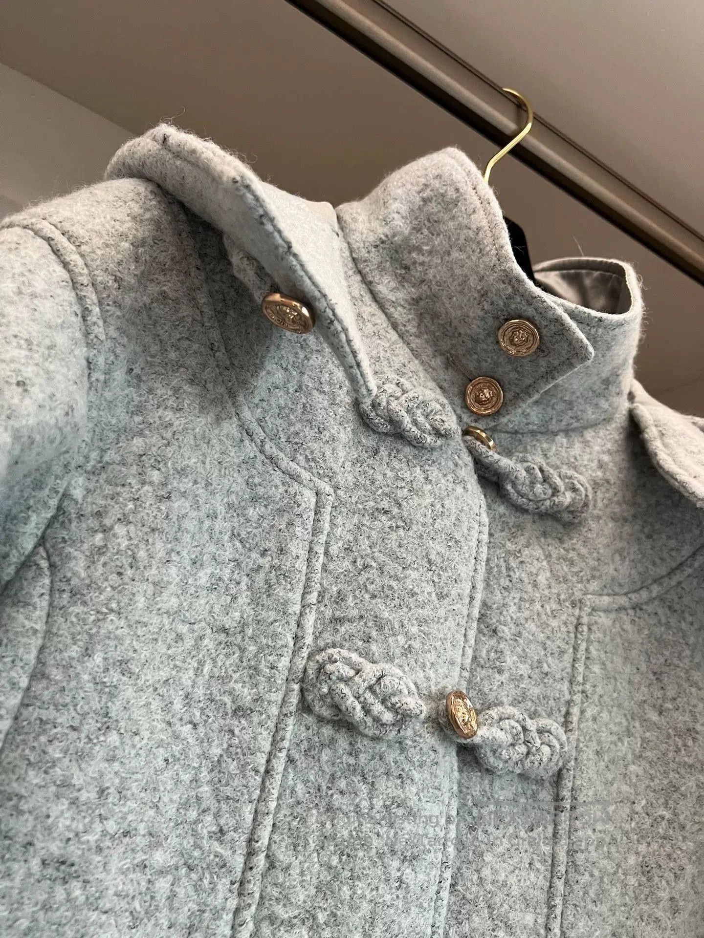 Chanel Chanel 25A Gray Hooded Coat with Frog Buttons. Size US M / EU 48-50 / 2 - 2 Thumbnail