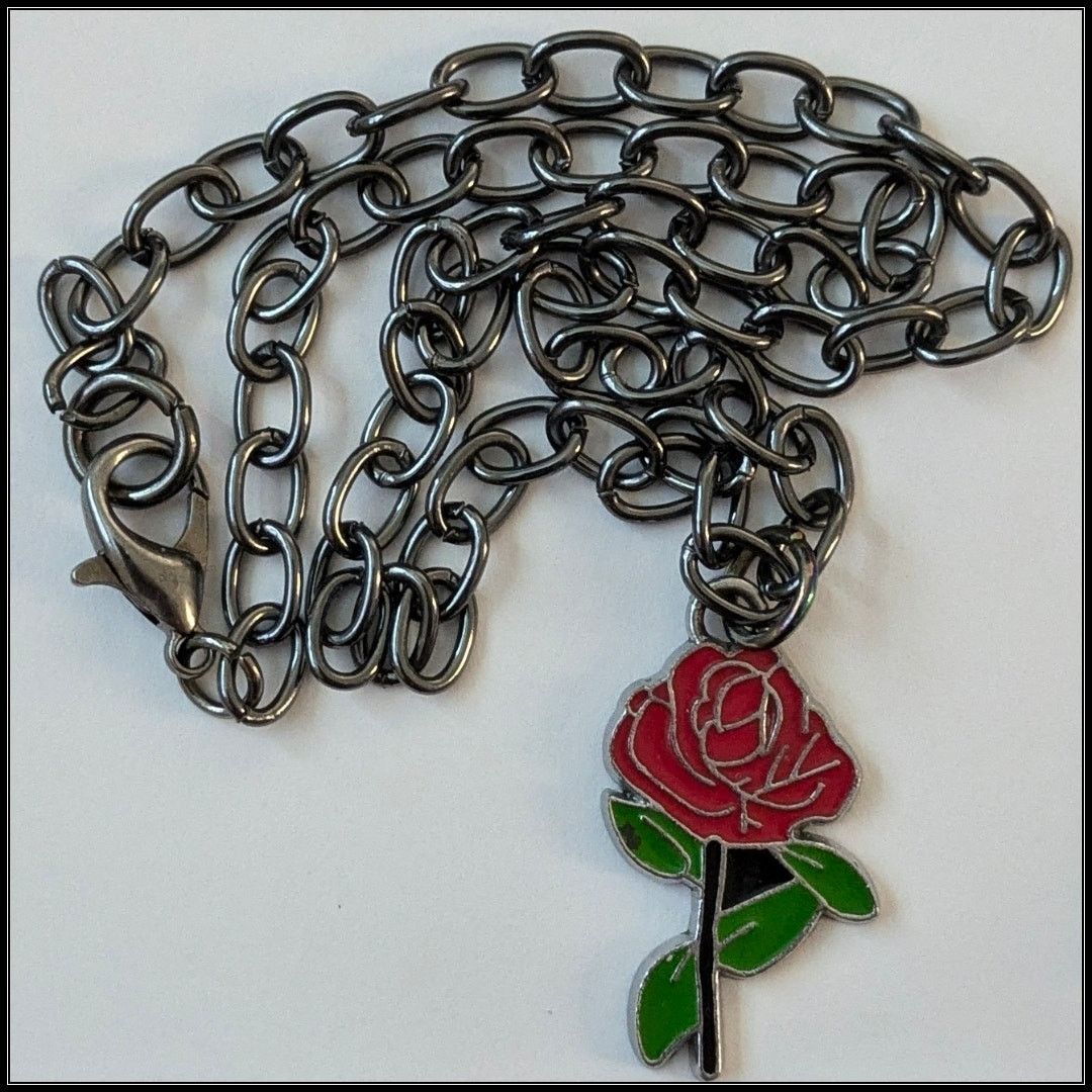 Ed Hardy ED HARDY Red Rose Pendant Necklace on Gunmetal Gray Chain Size ONE SIZE - 3 Thumbnail