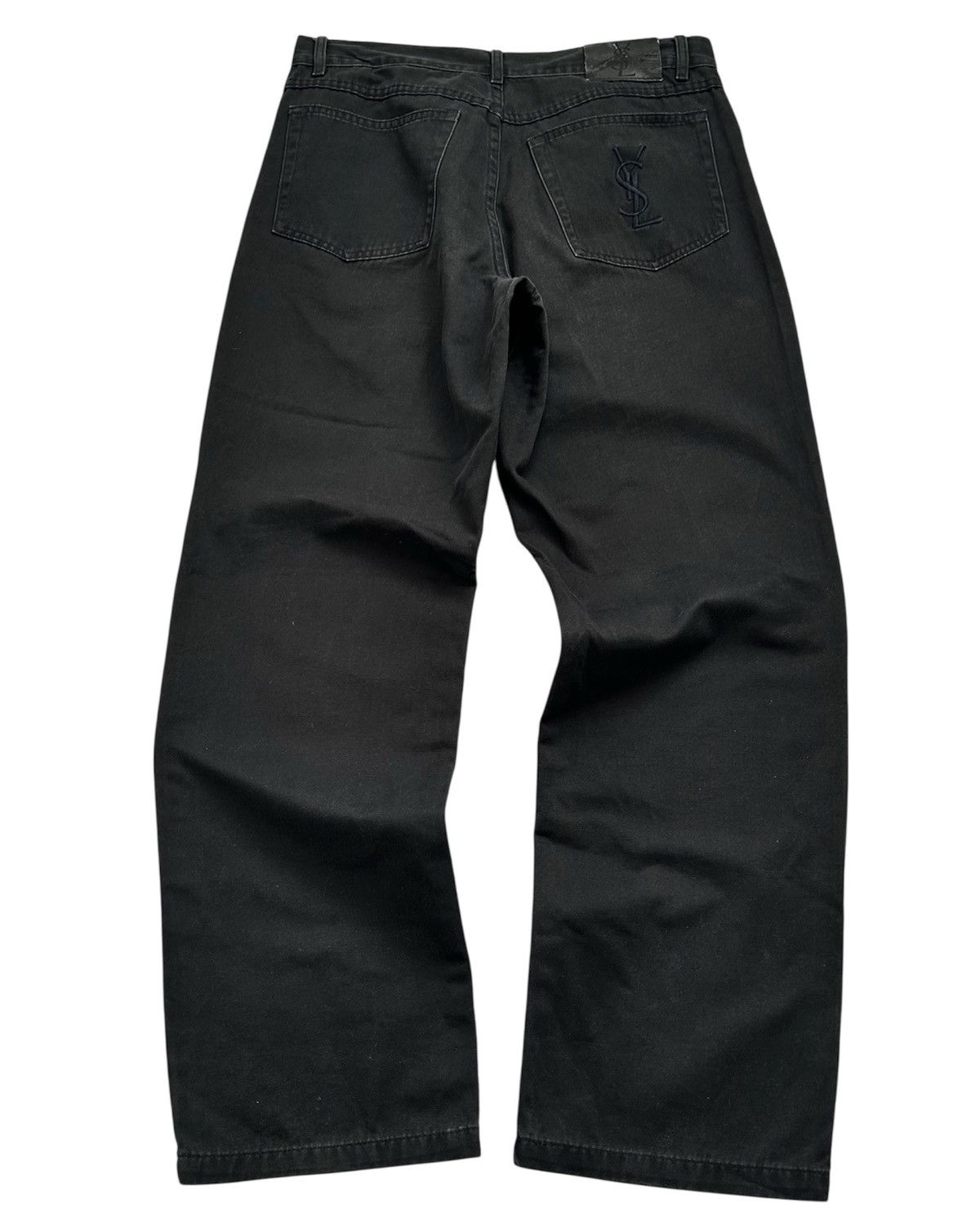 Vintage Yves Saint Laurent YSL Pants Black Embroidered Logo