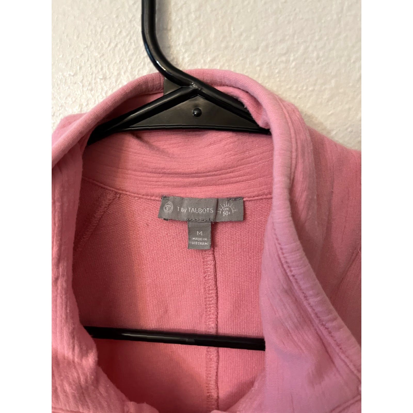 Talbots Talbots Sweater Women M Pink Knit Full Zip Mock Neck Long Sleeve 100% Cotton Machine Washable Womens Size M / US 6-8 / IT 42-44 - 3 Thumbnail