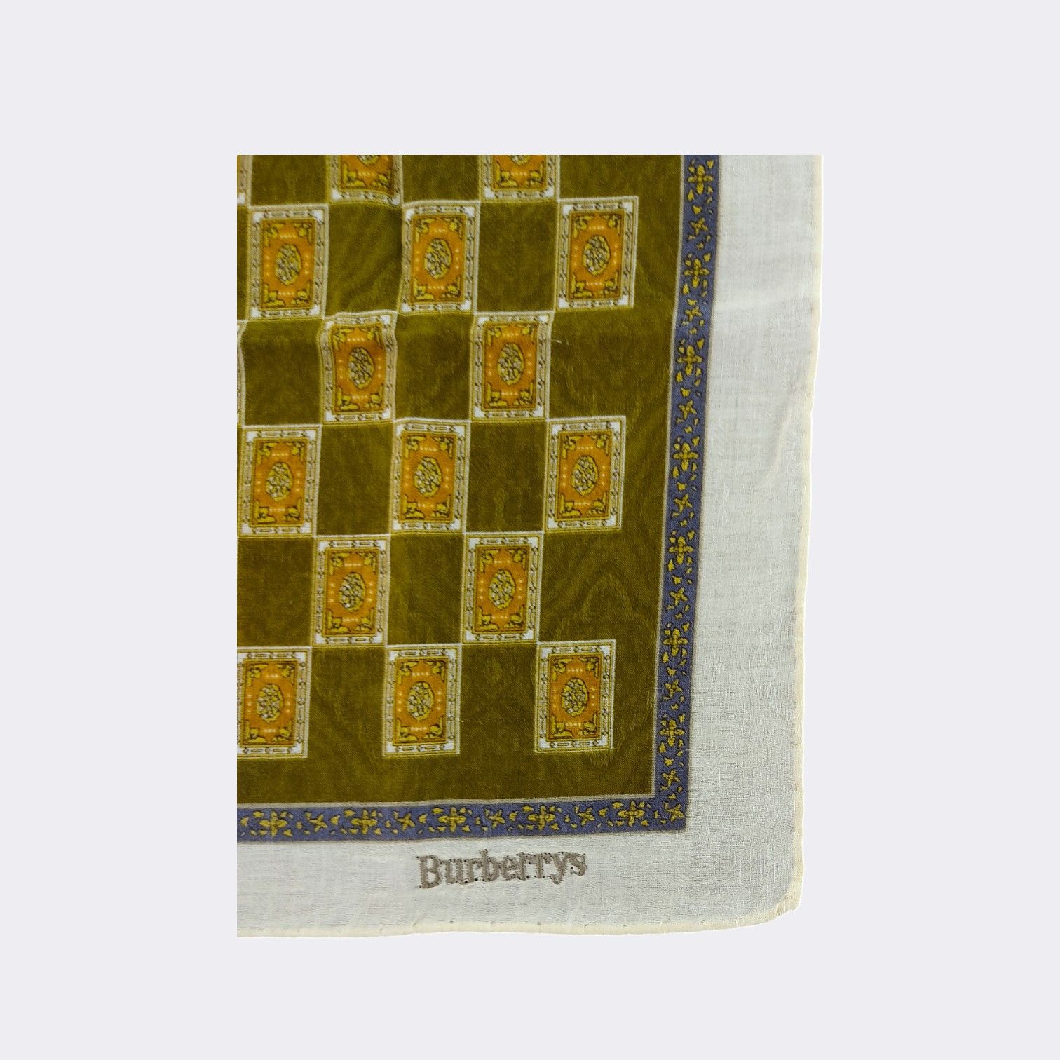 Burberry Vintage Burberrys Crest Checkerboard Scarf Olive & Gold Size ONE SIZE - 3 Thumbnail