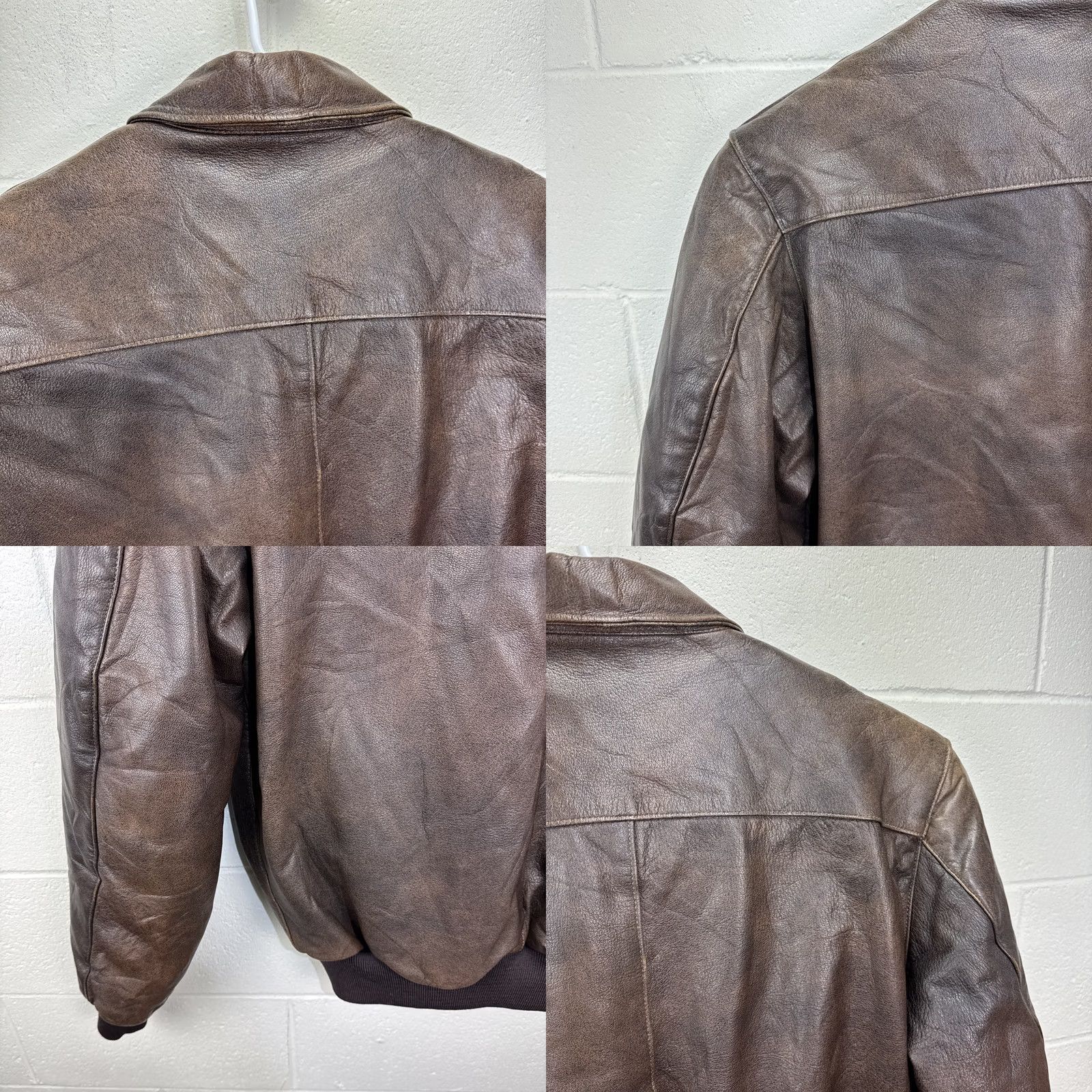 Vintage VINTAGE LL Bean Bomber Jacket Brown Leather Goatskin Wool Trim USA Aviator Size 46 Men Size US S / EU 44-46 / 1 - 9 Thumbnail