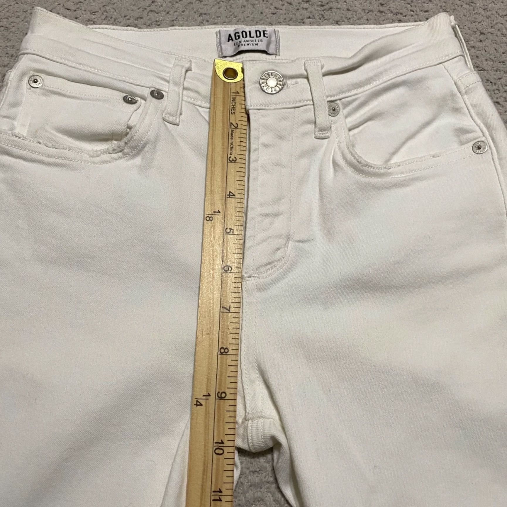 Agolde AGOLDE Womens Jeans White Light Wash 25 High Rise Slim Straight 5-Pocket Denim Size 42" / US 20 - 7 Thumbnail