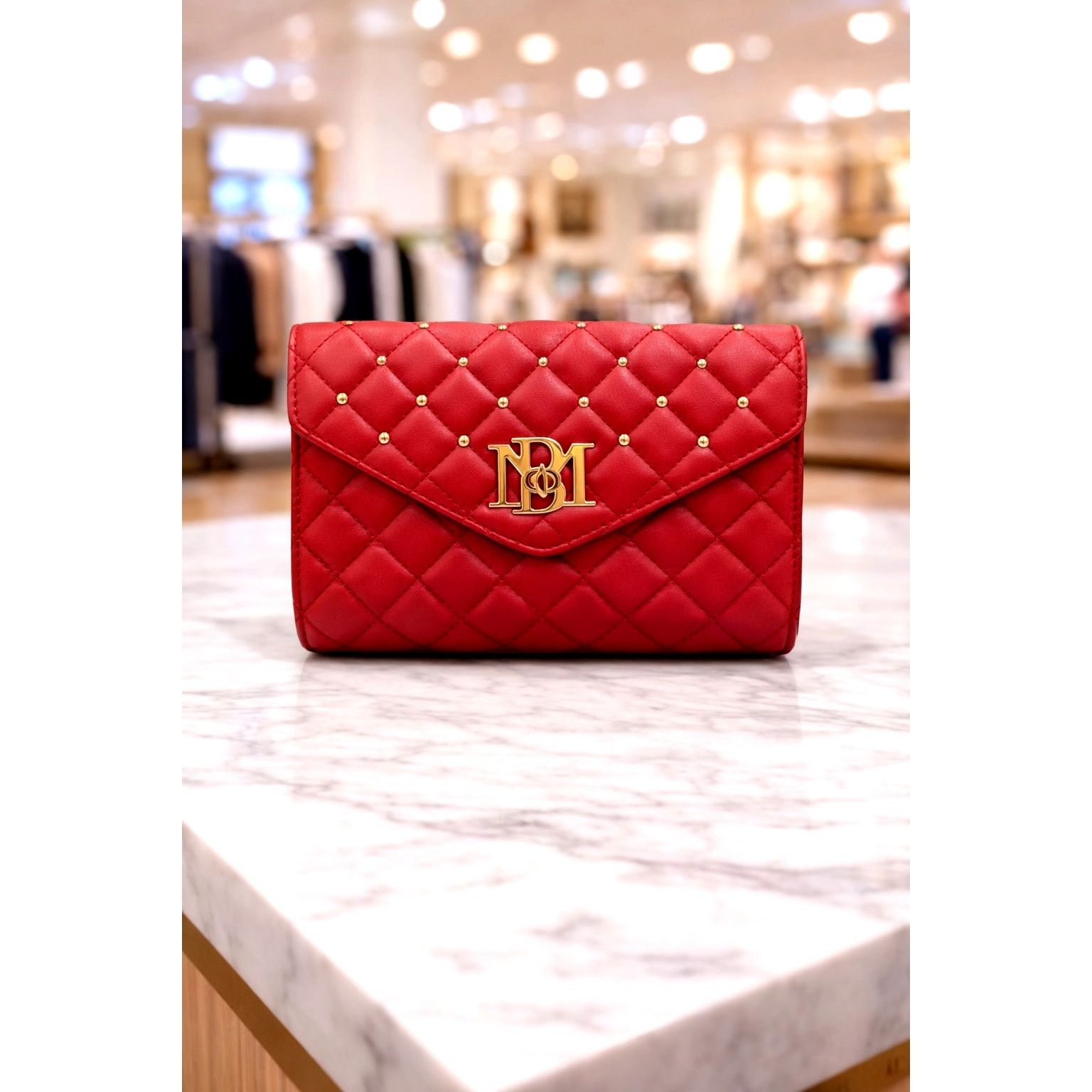 Badgley Mischka Badgley Mischka Diamond Quilt Convertible Crossbody Bag -Red Size ONE SIZE - 1 Thumbnail