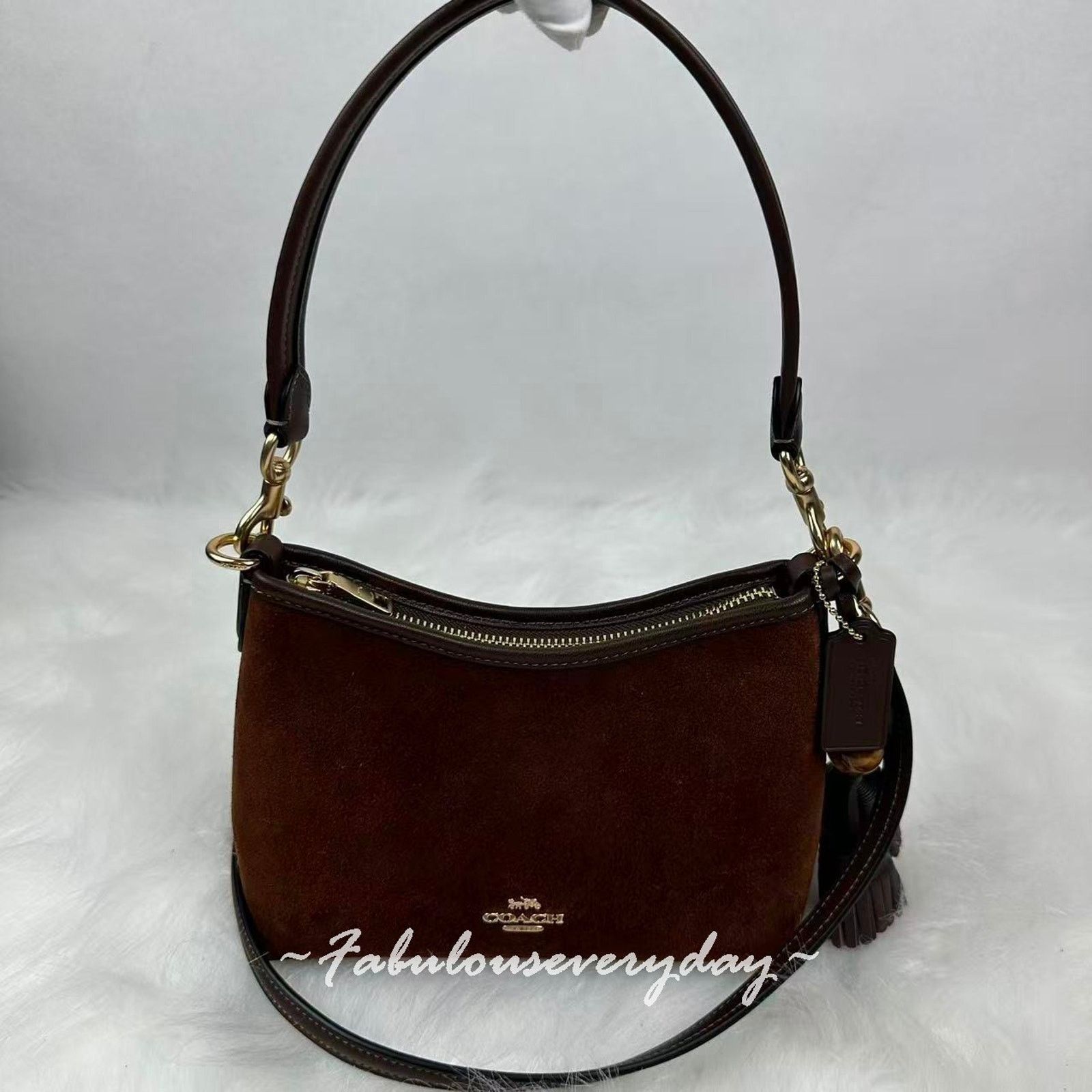 Coach Coach Laurel Small Shoulder Tassels Suede/Brown/Maple CCF14 Size ONE SIZE - 3 Thumbnail