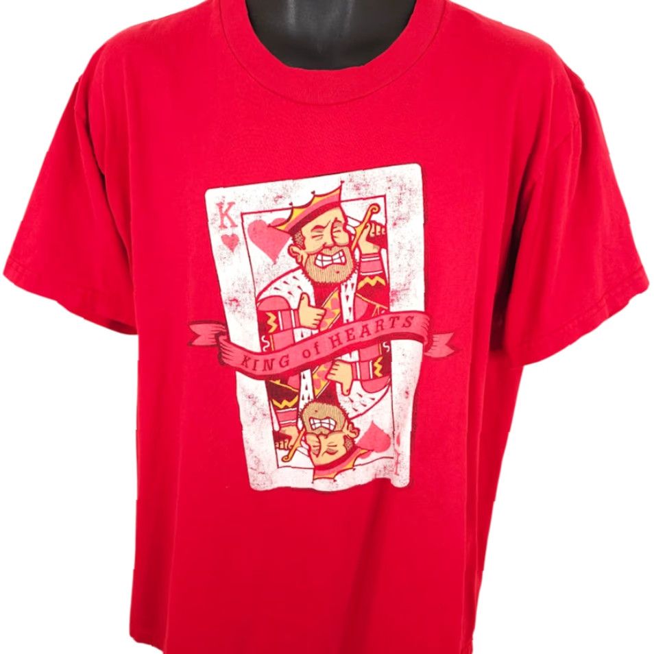 Vintage VINTAGE King Of Hearts T Shirt Mens XL Red 90s Cards Gambling Poker Honors Shirt Mens XL Red 90s King Of Hearts T-Shirt Size US XL / EU 56 / 4 - 2 Thumbnail
