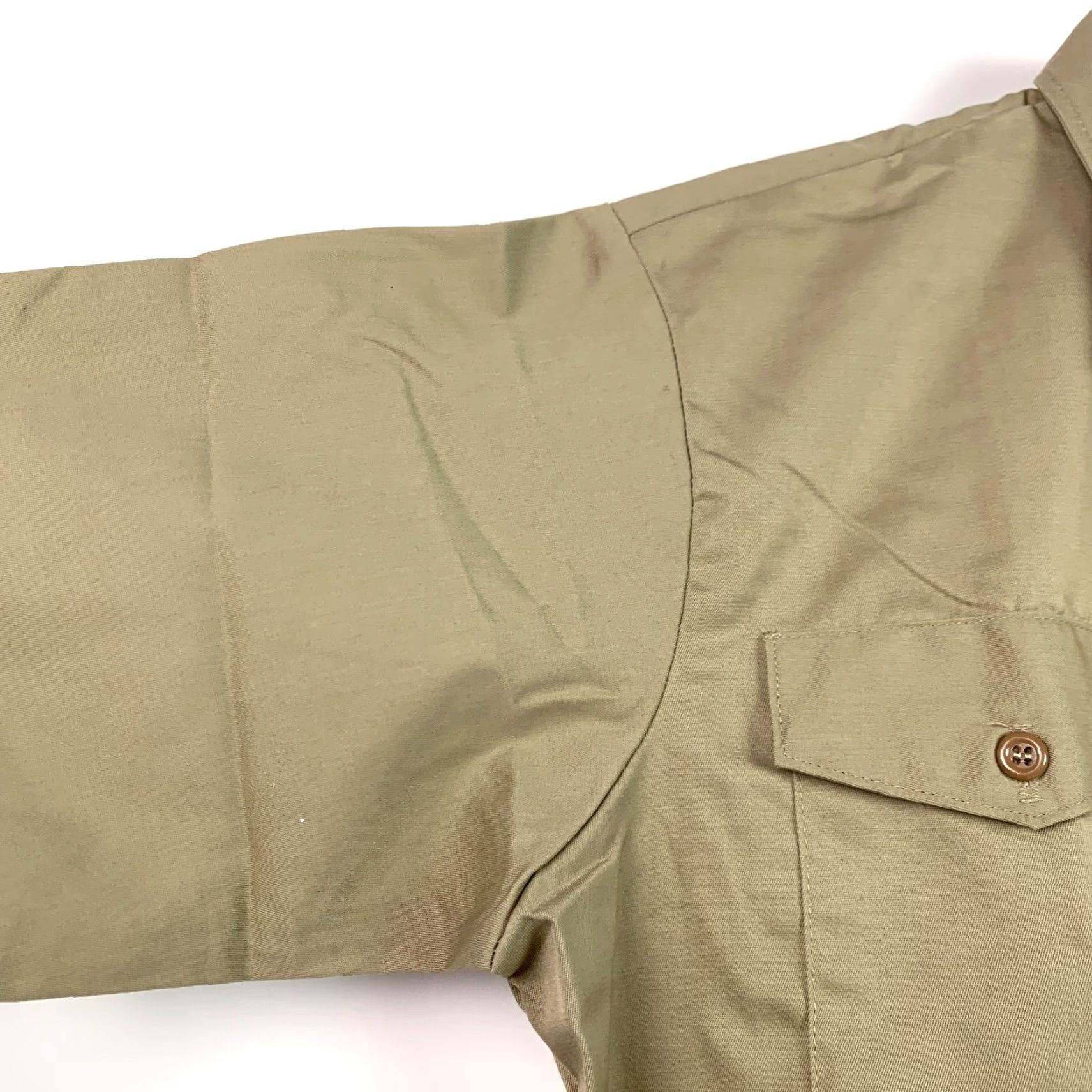 Vintage Vintage Key Imperial Never Iron Deadstock Work Shirt Short Sleeve Medium Brown Cotton Blend 70s 1970s Military Look Mens Shirt Size US M / EU 48-50 / 2 - 3 Thumbnail