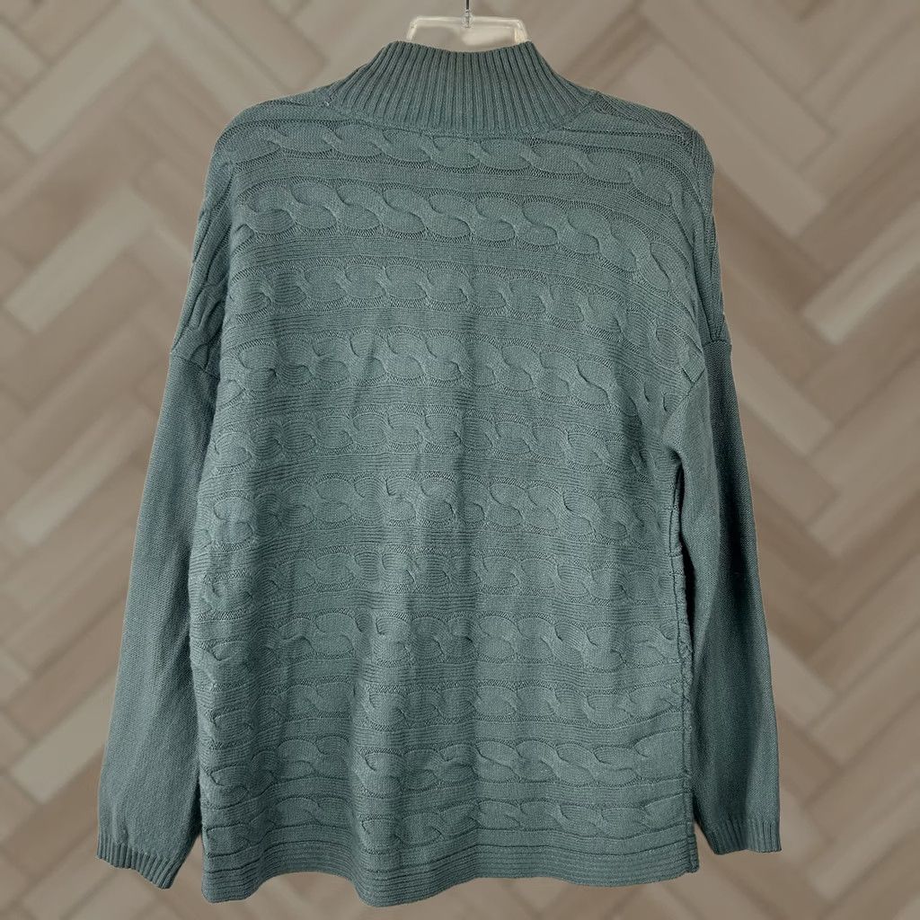 J. Jill J Jill Sweater Womens Small Green Cable Knit Horizontal Oversized Soft Tunic Size S / US 4 / IT 40 - 1 Thumbnail