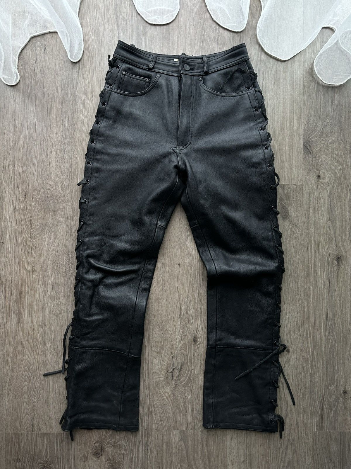 Genuine Leather × Vintage Vintage Genuine Leather Cowboy Black Pants Size US 30 / EU 46 - 3 Thumbnail