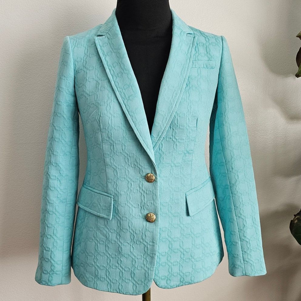 Banana Republic MINT Banana Republic Turquoise Military-Inspired Blazer 2P Size XS / US 0-2 / IT 36-38 - 5 Thumbnail