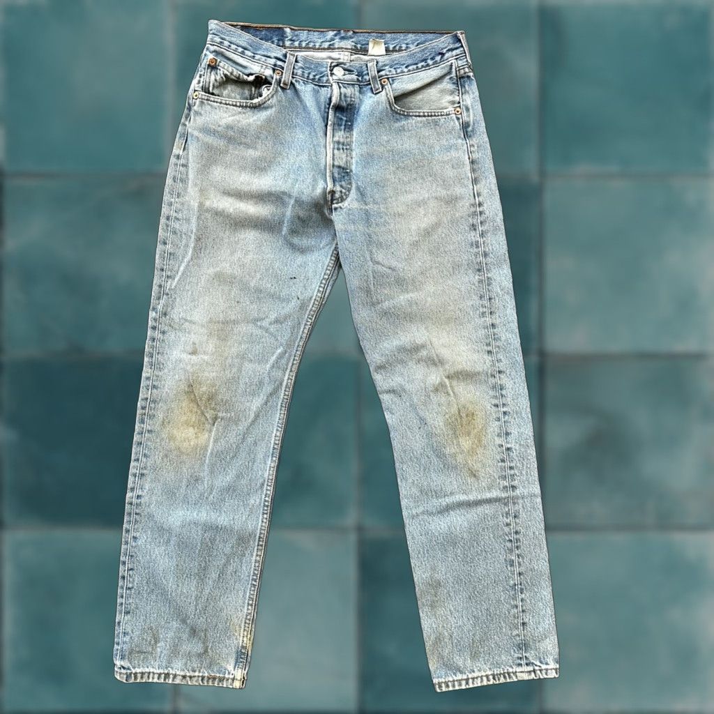 Levi's VINTAGE Levi's 501 Jeans Straight 90s Light Blue 33x30 Mens Regular Denim Cotton Button Closure Size US 33 - 1 Thumbnail